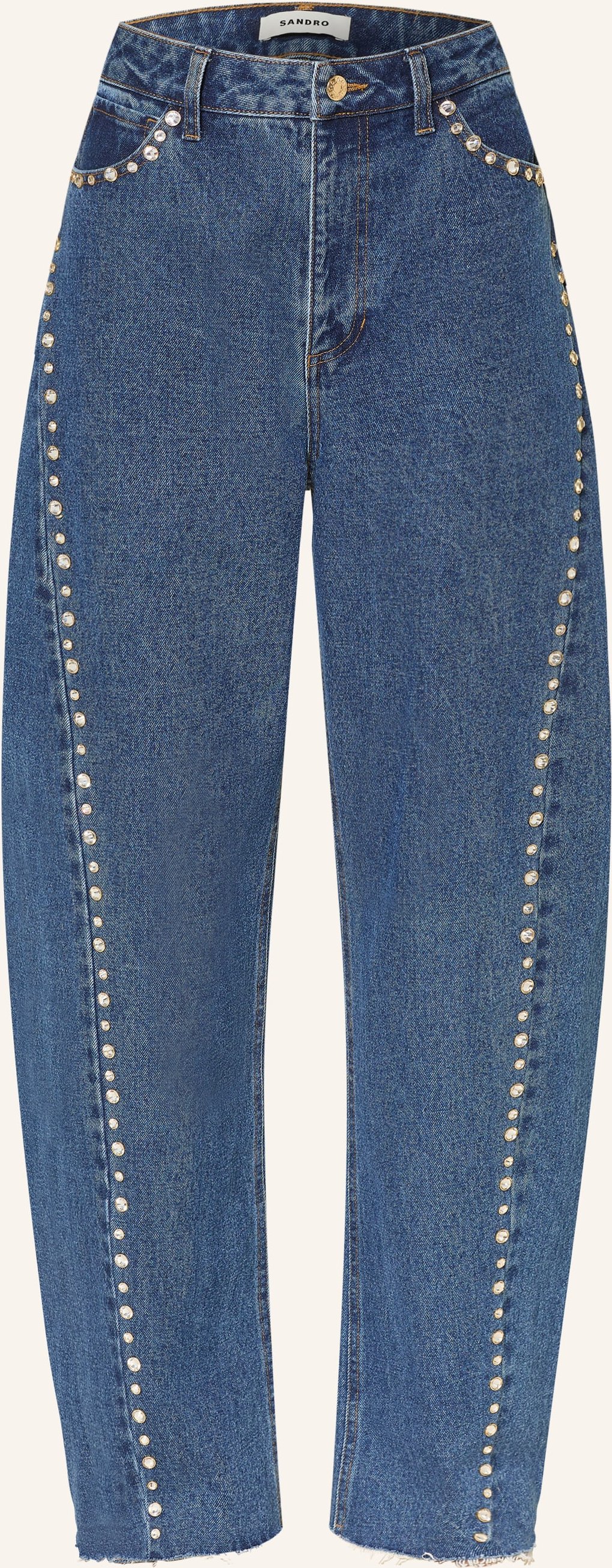 Sandro Barrel Jeans Mit Schmucksteinen blau
