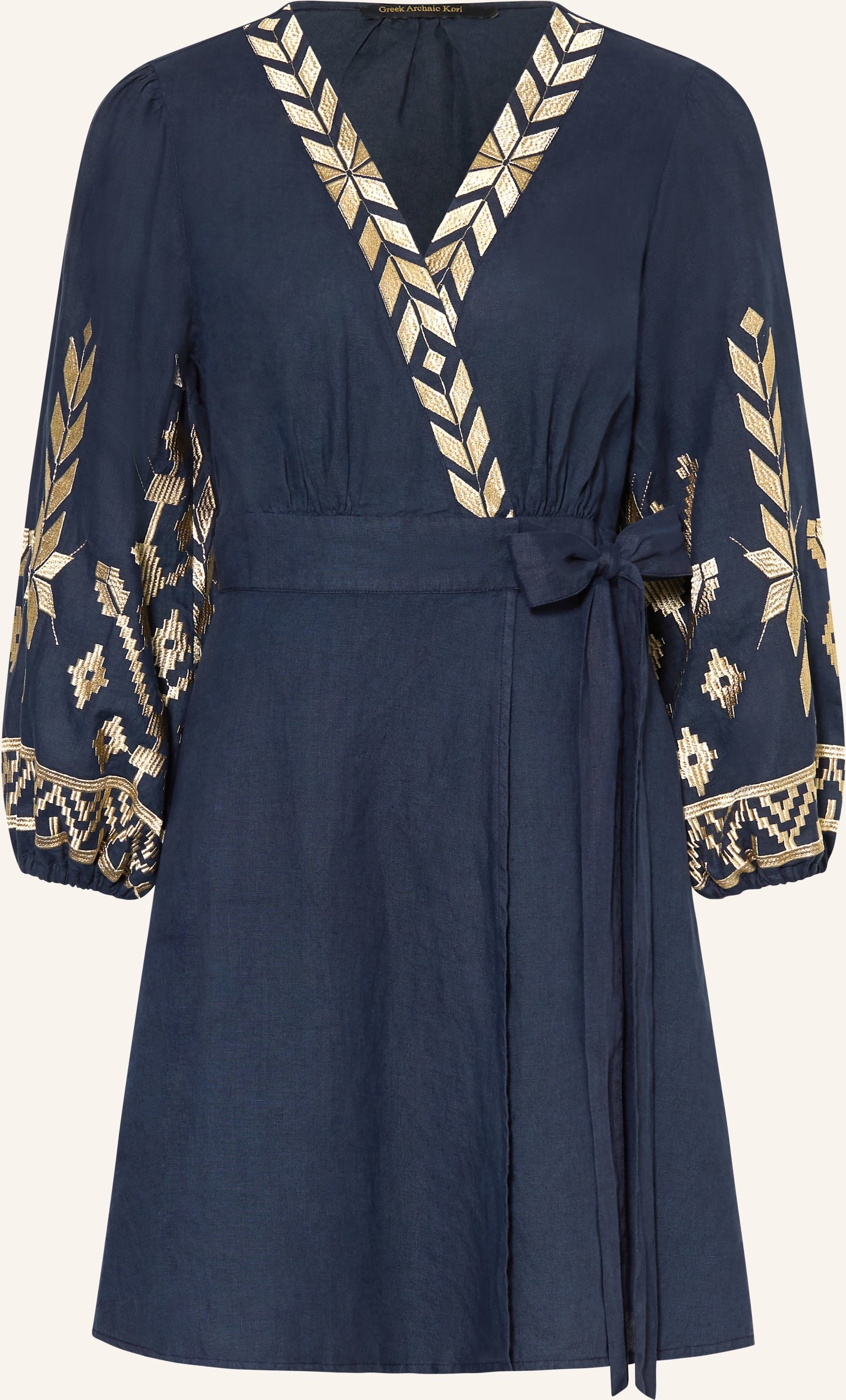 Greek Archaic Kori Strandkleid Ios Aus Leinen blau
