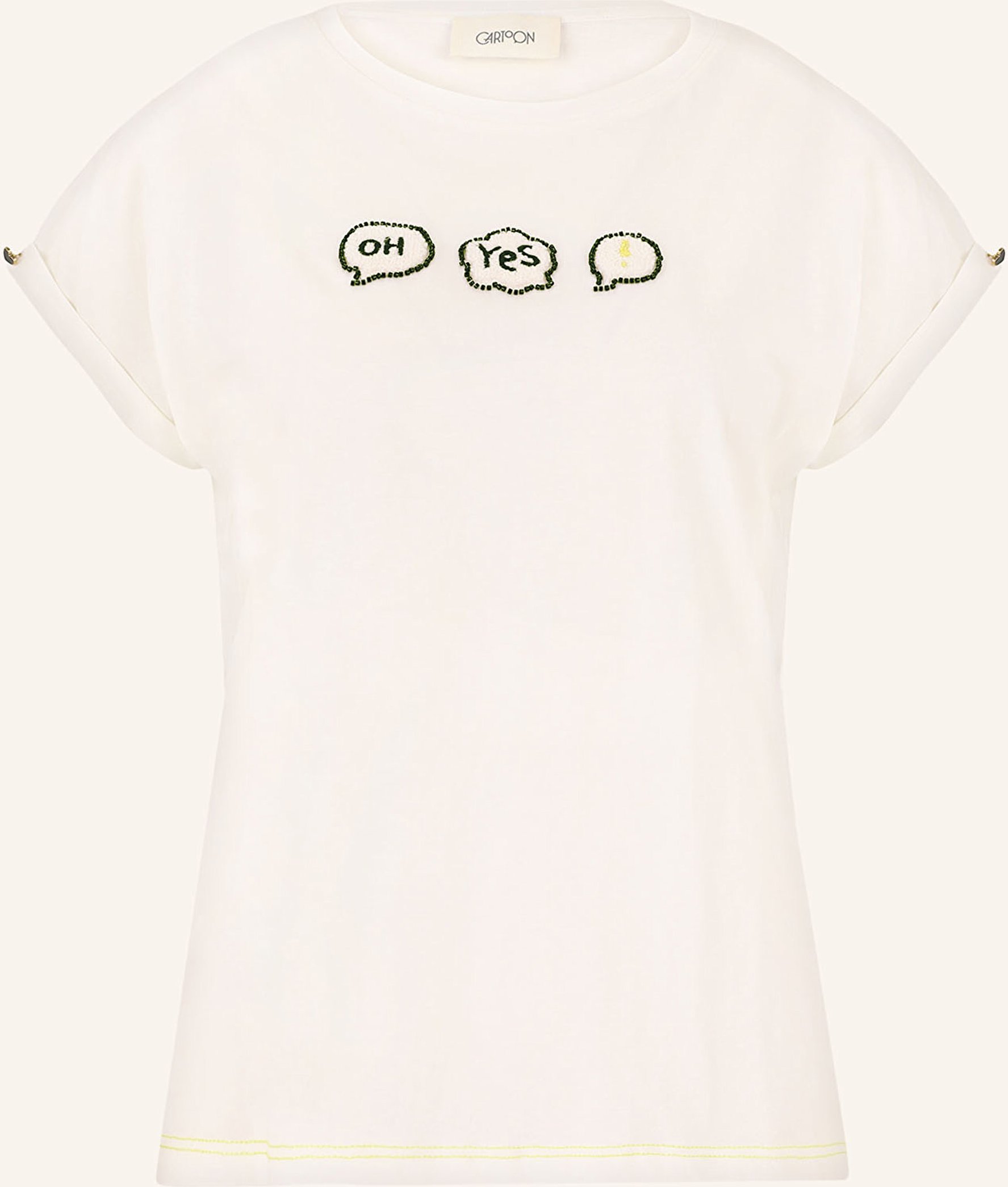 Cartoon T-Shirt Mit Schmucksteinen weiss