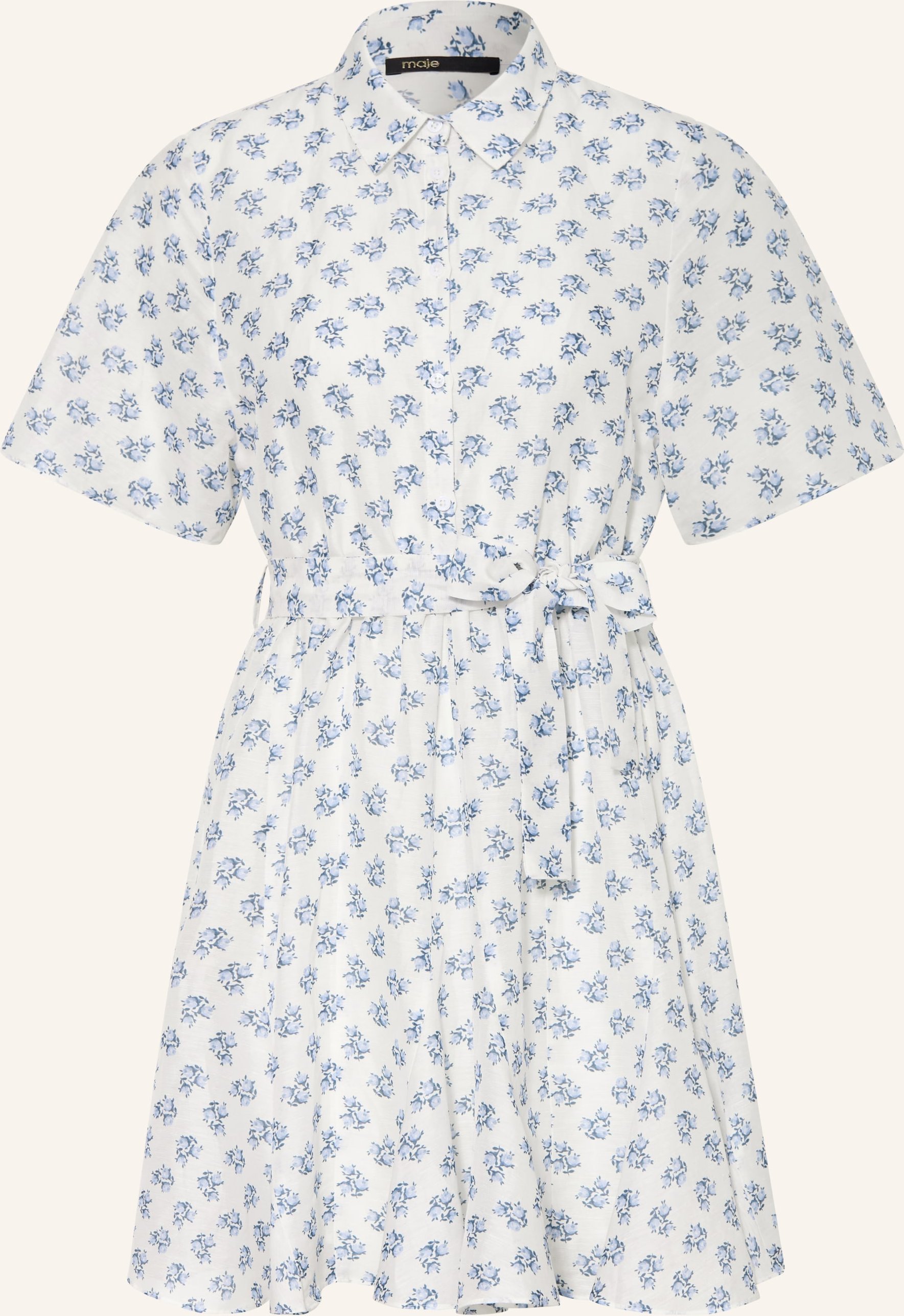 Maje Hemdblusenkleid Mit Leinen blau