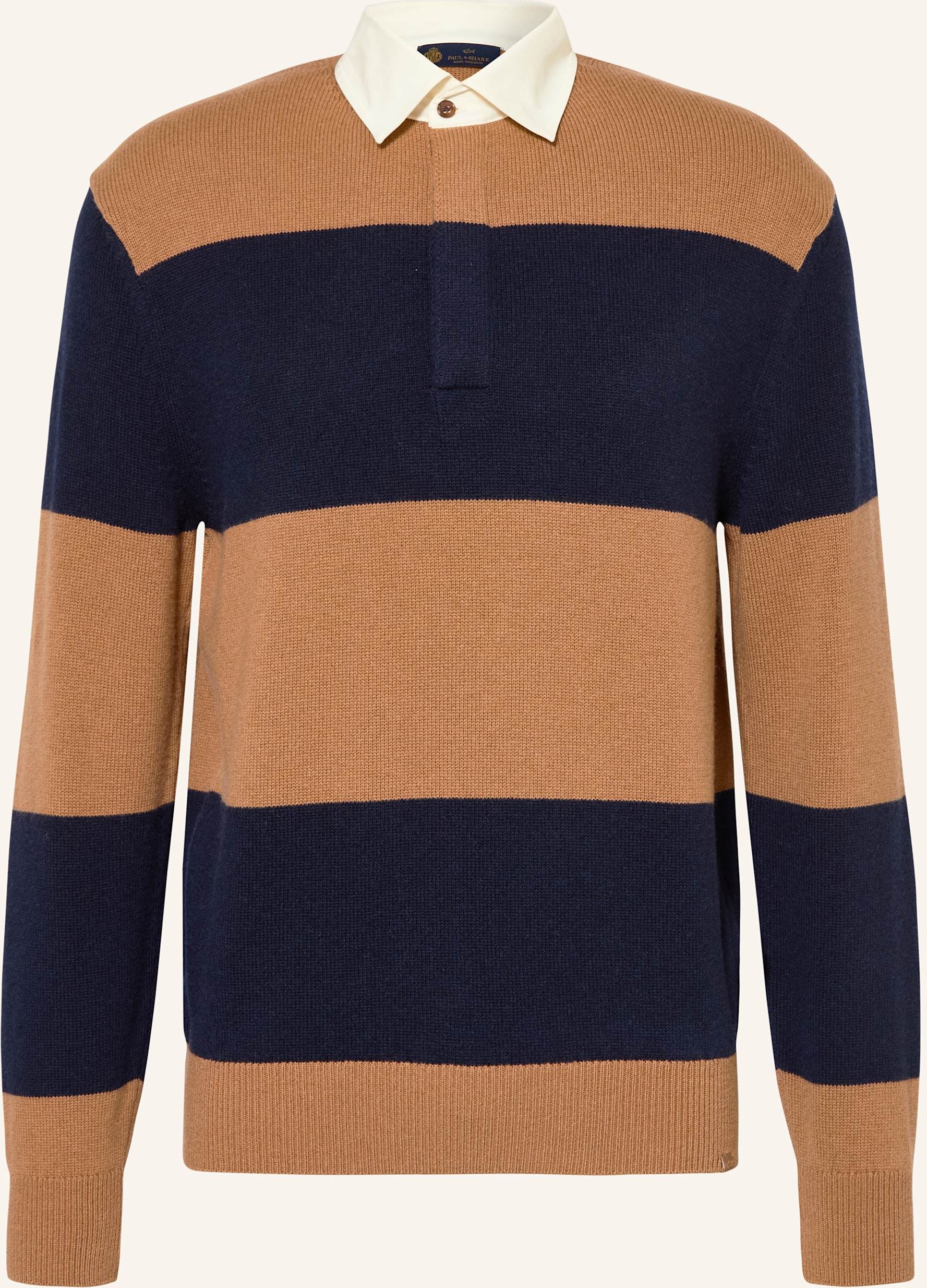 Paul & Shark Strick-Rugbyshirt braun