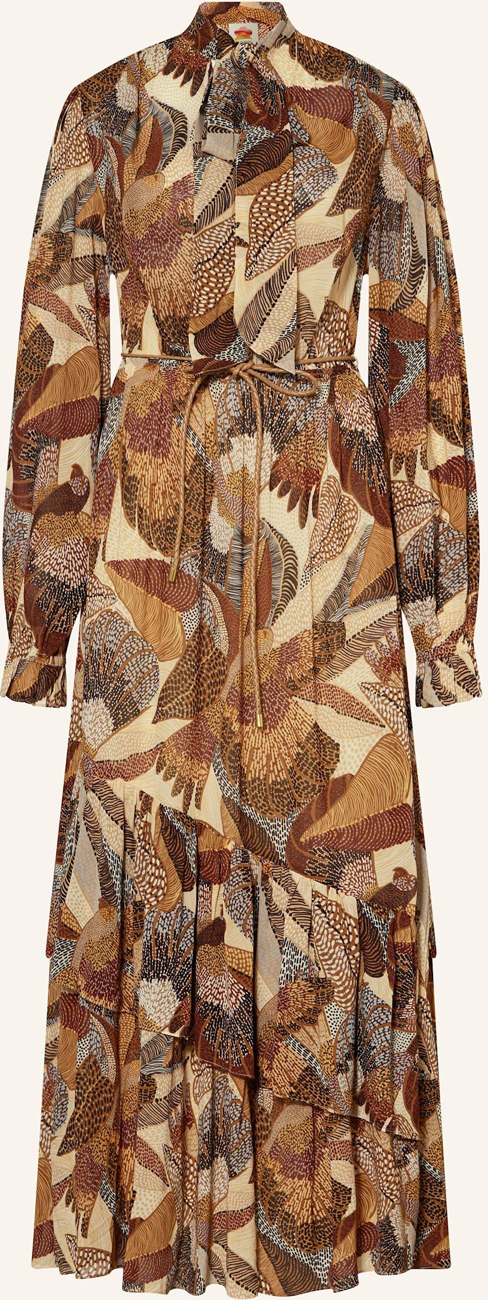 Farm Rio Schluppenkleid Dotted Macaws Mit Rüschen braun