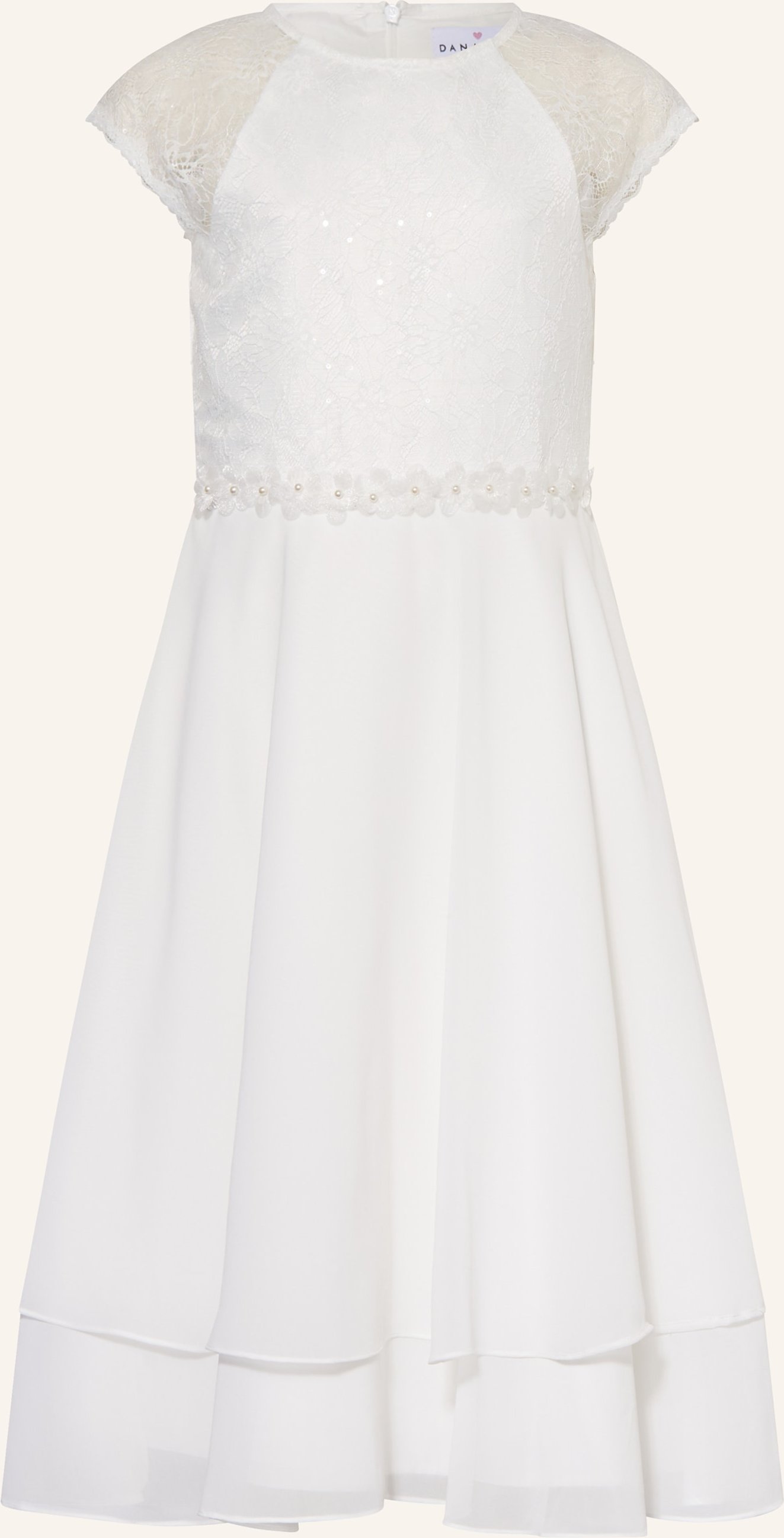 Danamade Cocktailkleid Im Materialmix Mit Pailletten Und Schmuckperlen weiss