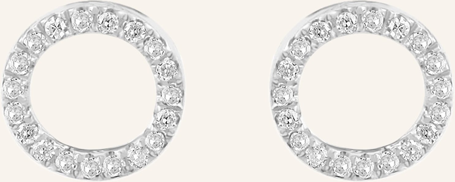 Leaf Ohrstecker Circle 18 Karat Weißgold Mit Diamanten silber