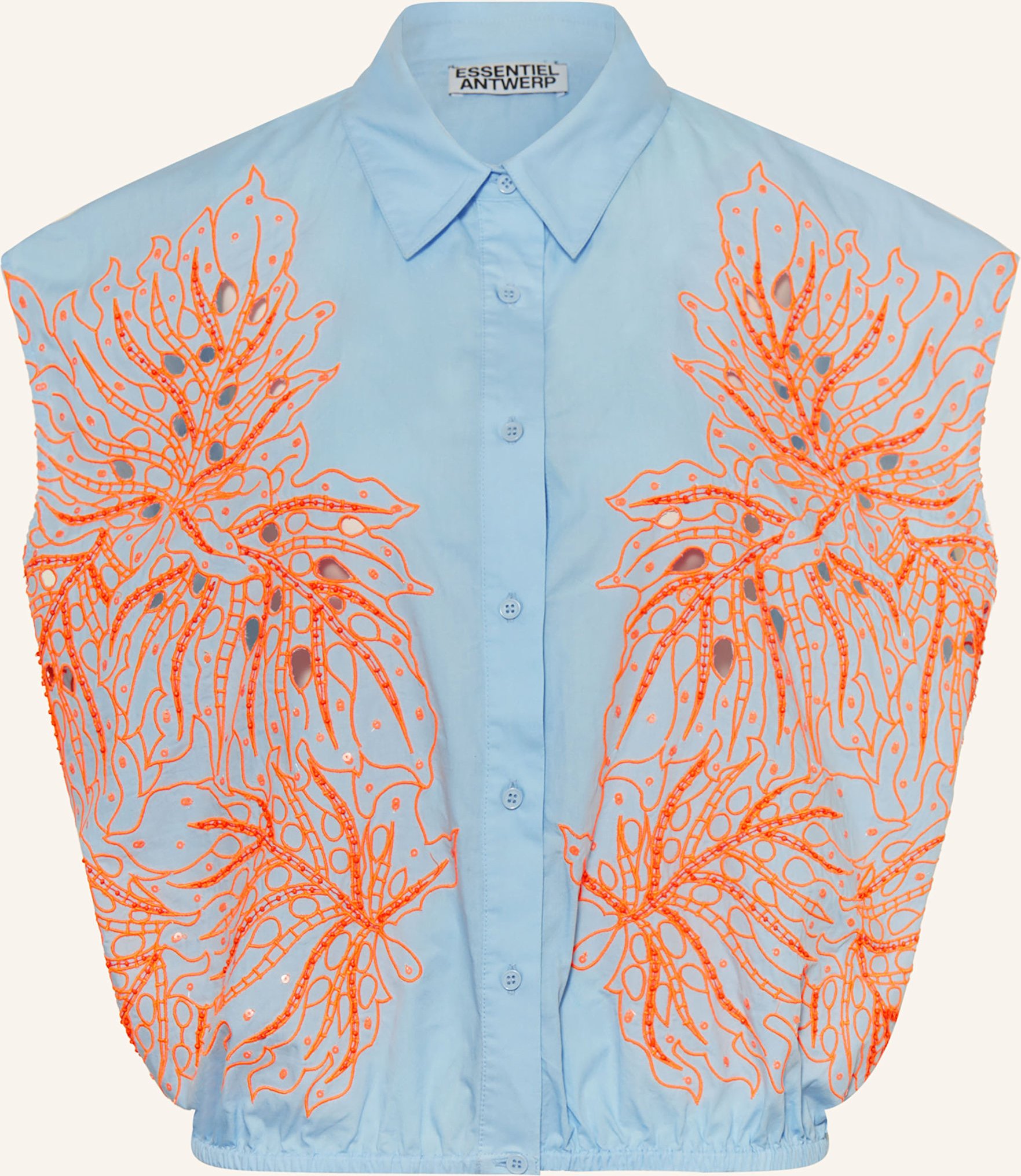 Essentiel Antwerp Blusenshirt Hebraska Mit Cut-Outs blau