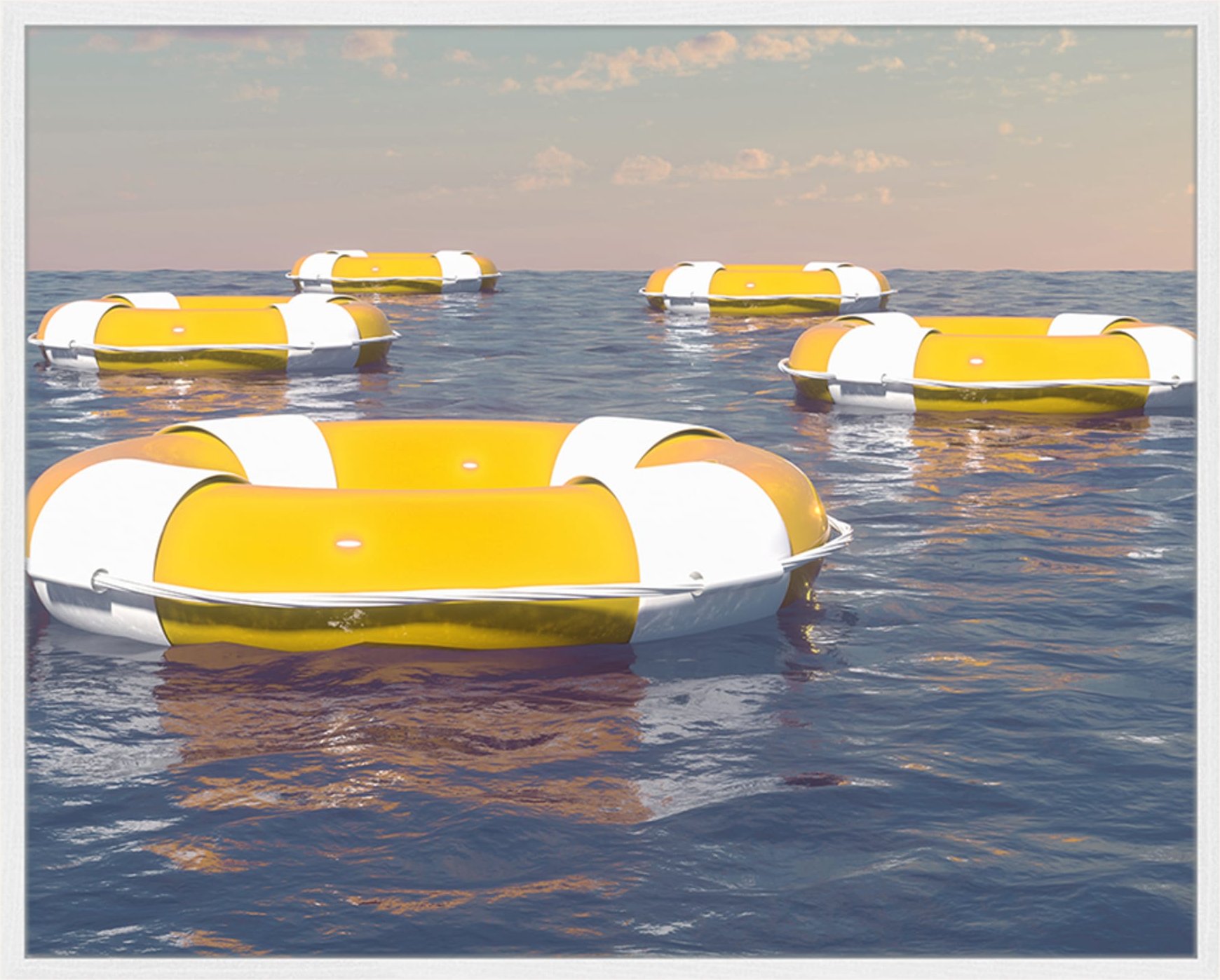 Any Image Wandbild Rettungsring Mit Rahmen weiss