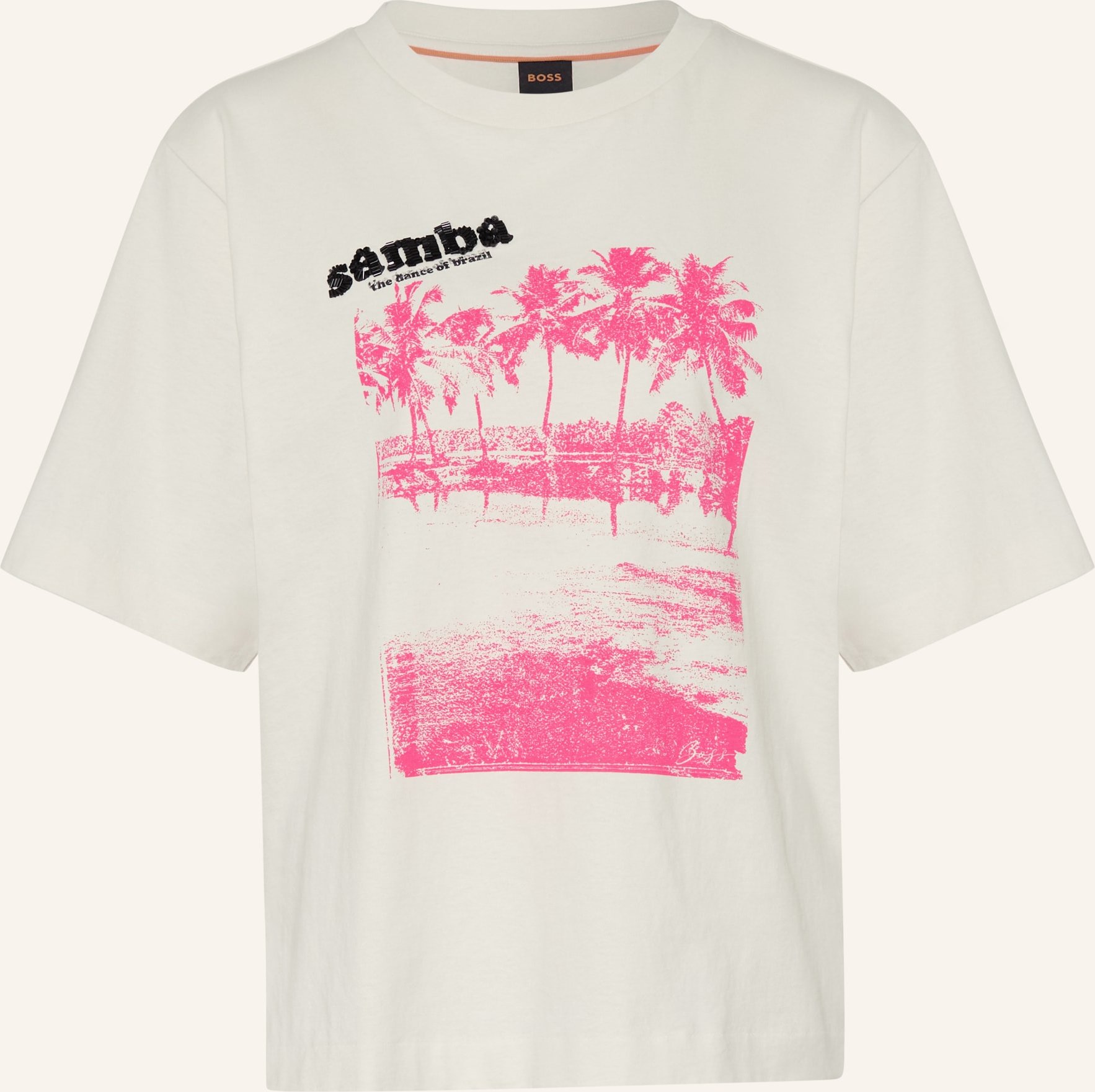 Boss T-Shirt Eregular Mit Schmuckperlen weiss