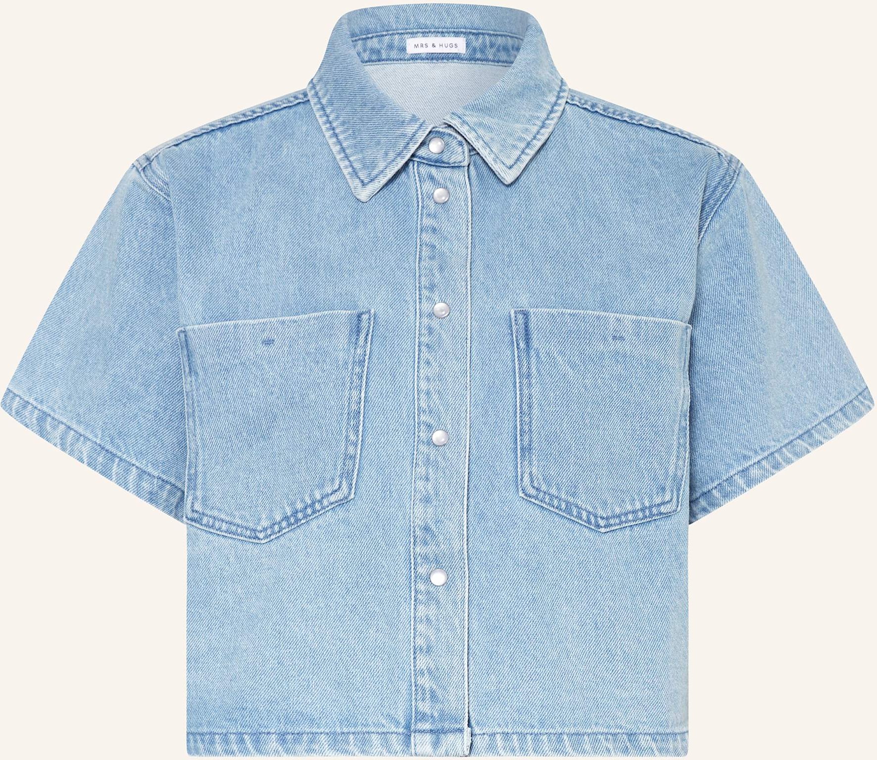 Mrs & Hugs Oversized-Jeansbluse blau