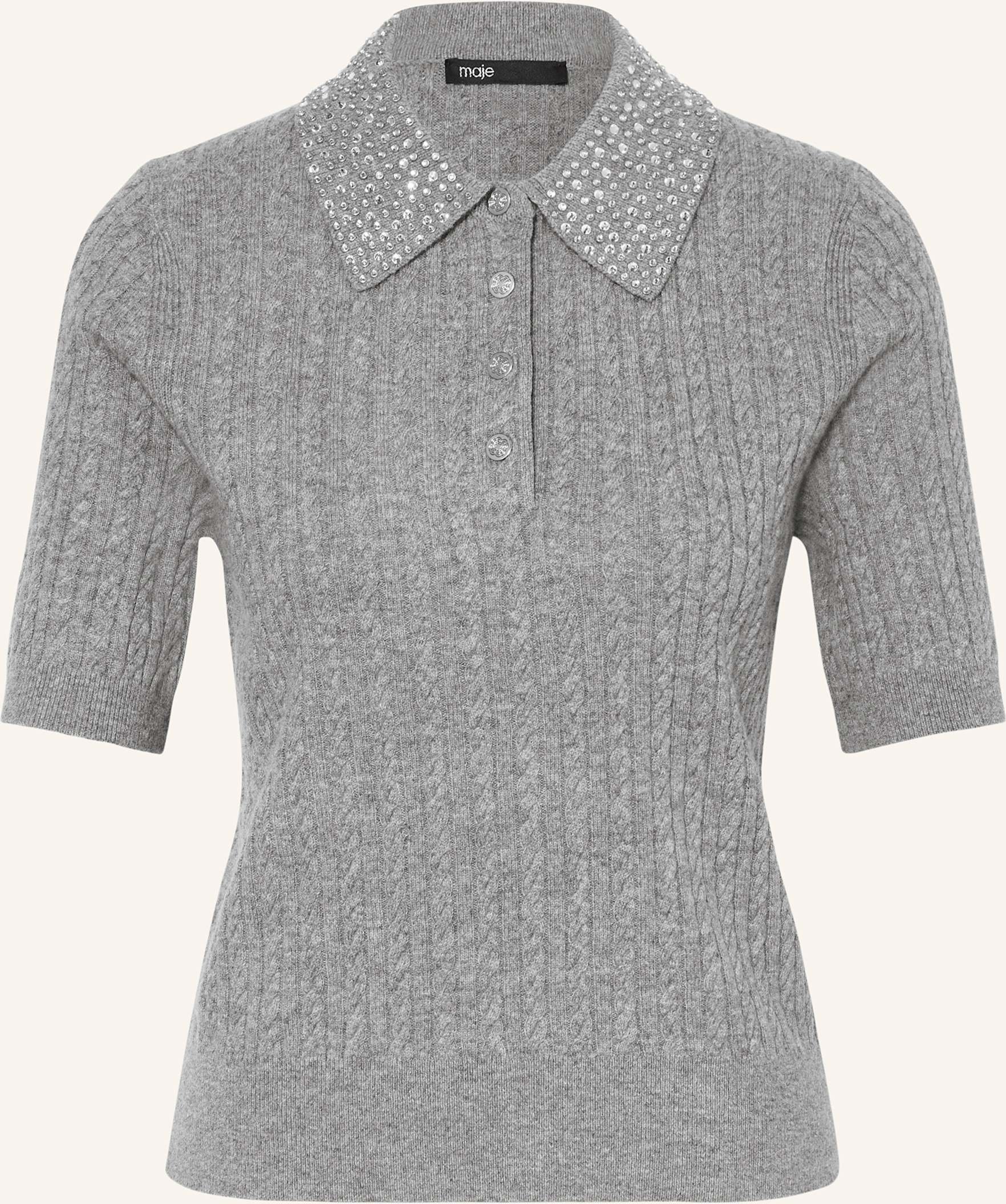 Maje Strickshirt Mit Schmucksteinen grau