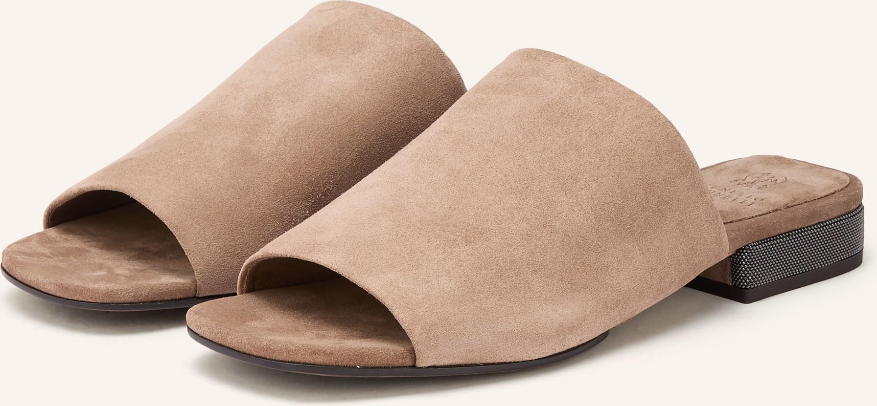 Brunello Cucinelli Pantoletten Mit Schmuckperlen braun