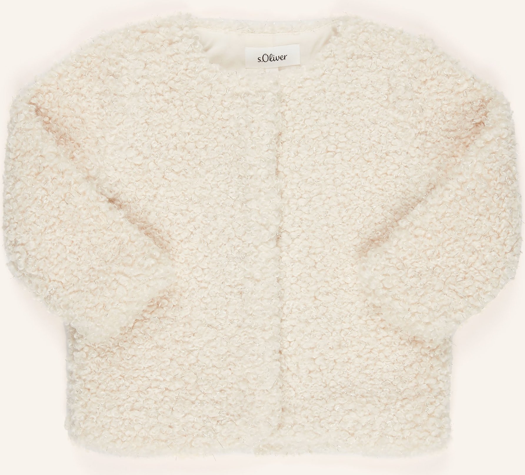 S.Oliver Red Teddyfell-Jacke Mit Glitzergarn weiss