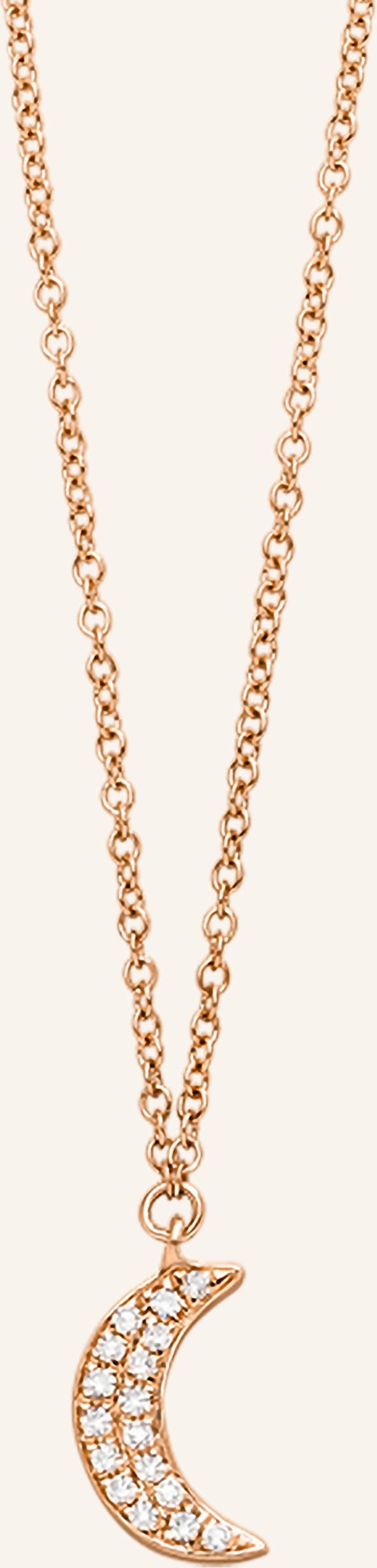 Leaf Halskette Halbmond Aus 18 Karat Roségold Mit Diamanten rosegold