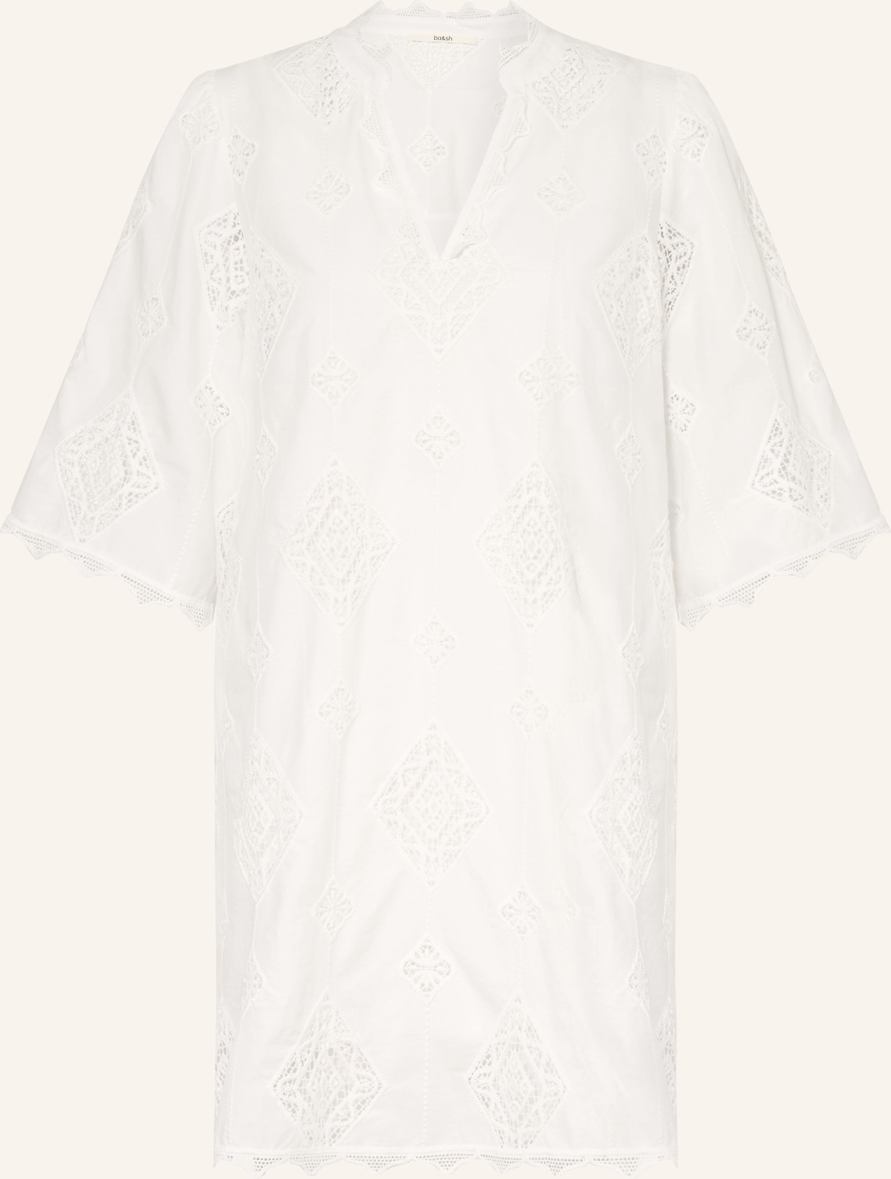 Ba&Sh Kleid Malo Mit Lochspitze Und 3/4-Arm weiss