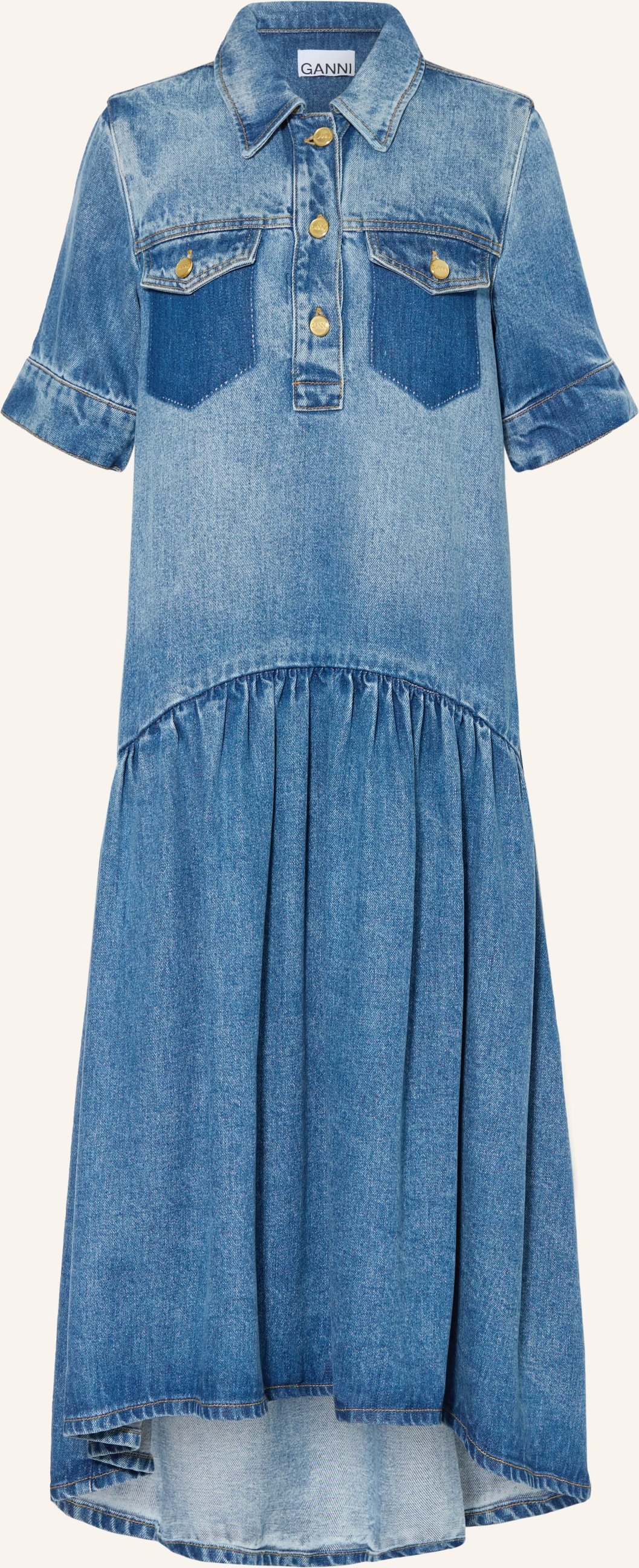 Ganni Kleid In Jeansoptik blau
