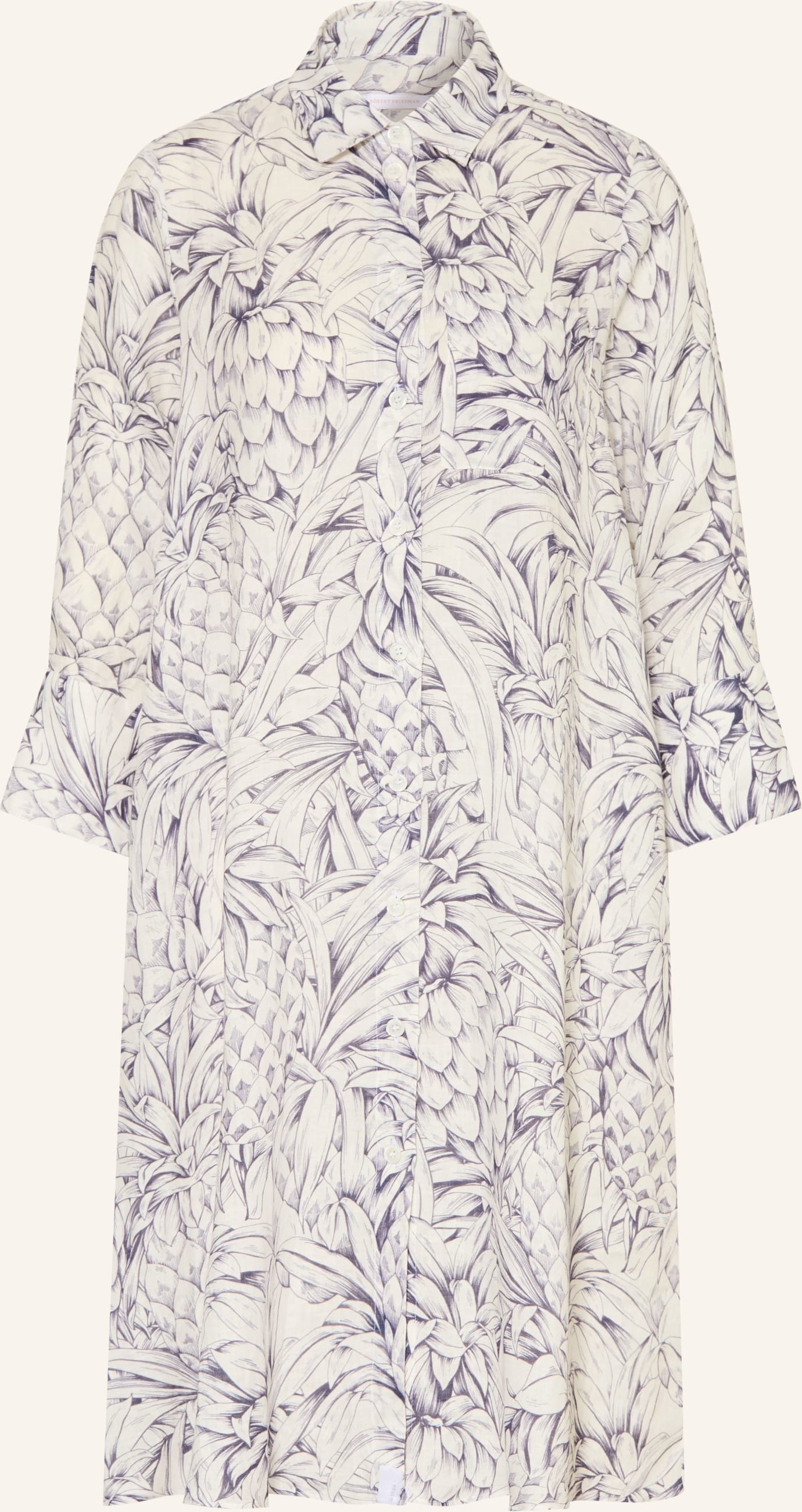 Robert Friedman Hemdblusenkleid Aus Leinen Mit 3/4-Arm blau