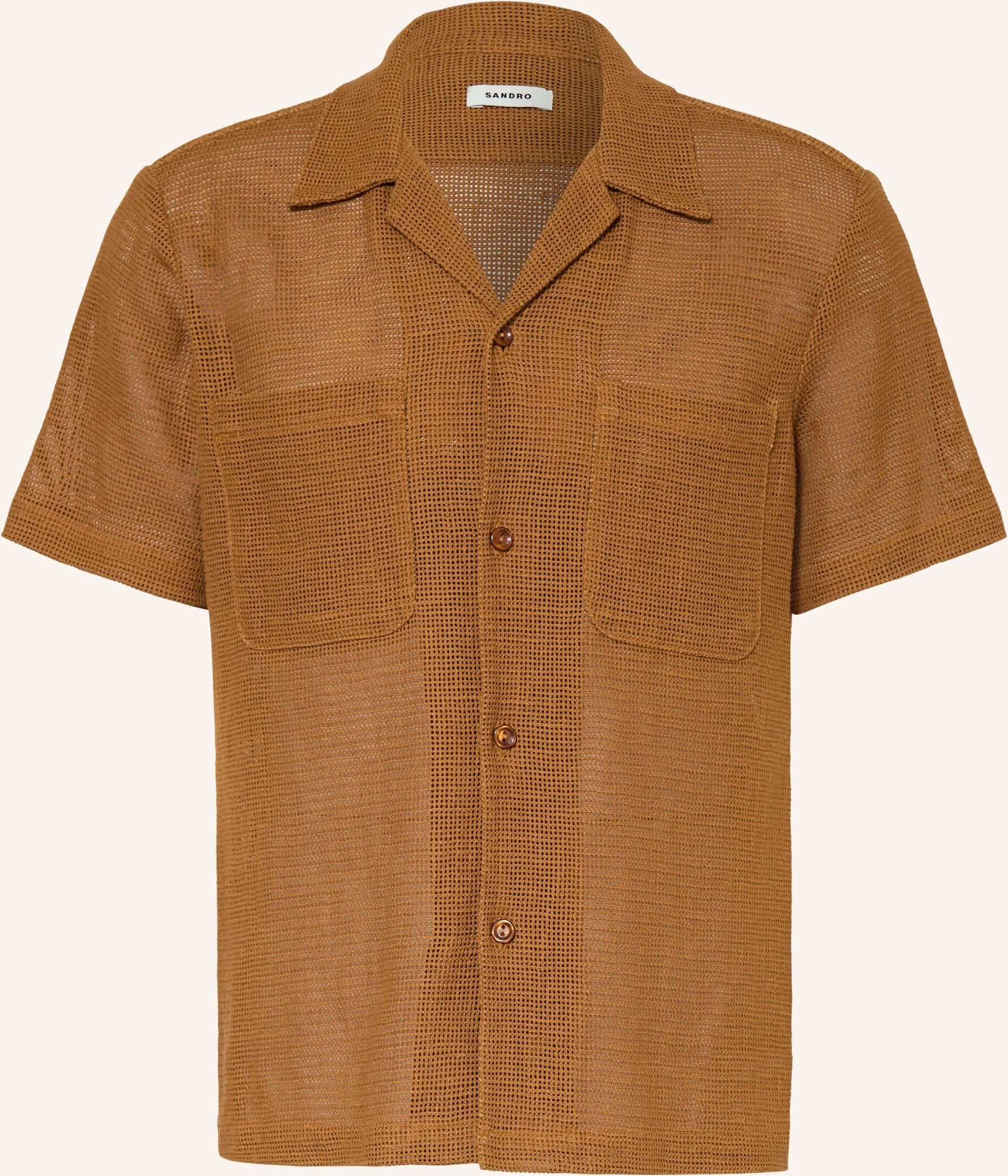 Sandro Resorthemd Regular Fit Aus Mesh braun