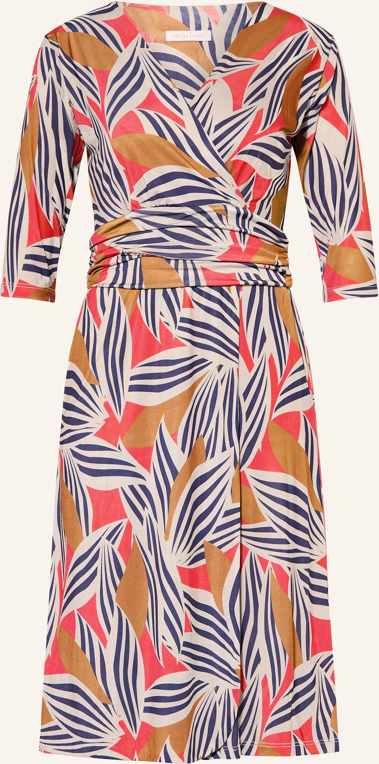Thumbnail - Marivie Kleid Sophisticated! In Wickeloptik Mit 3/4-Arm orange