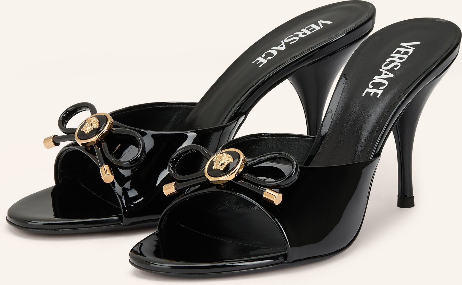 Versace Lack-Mules schwarz