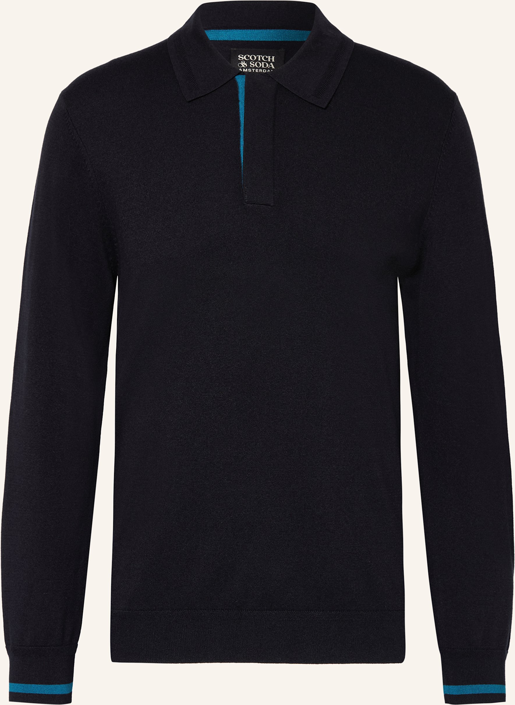 Scotch & Soda Strick-Poloshirt blau