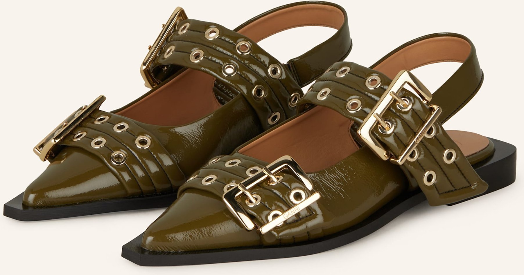 Ganni Slingballerinas gruen
