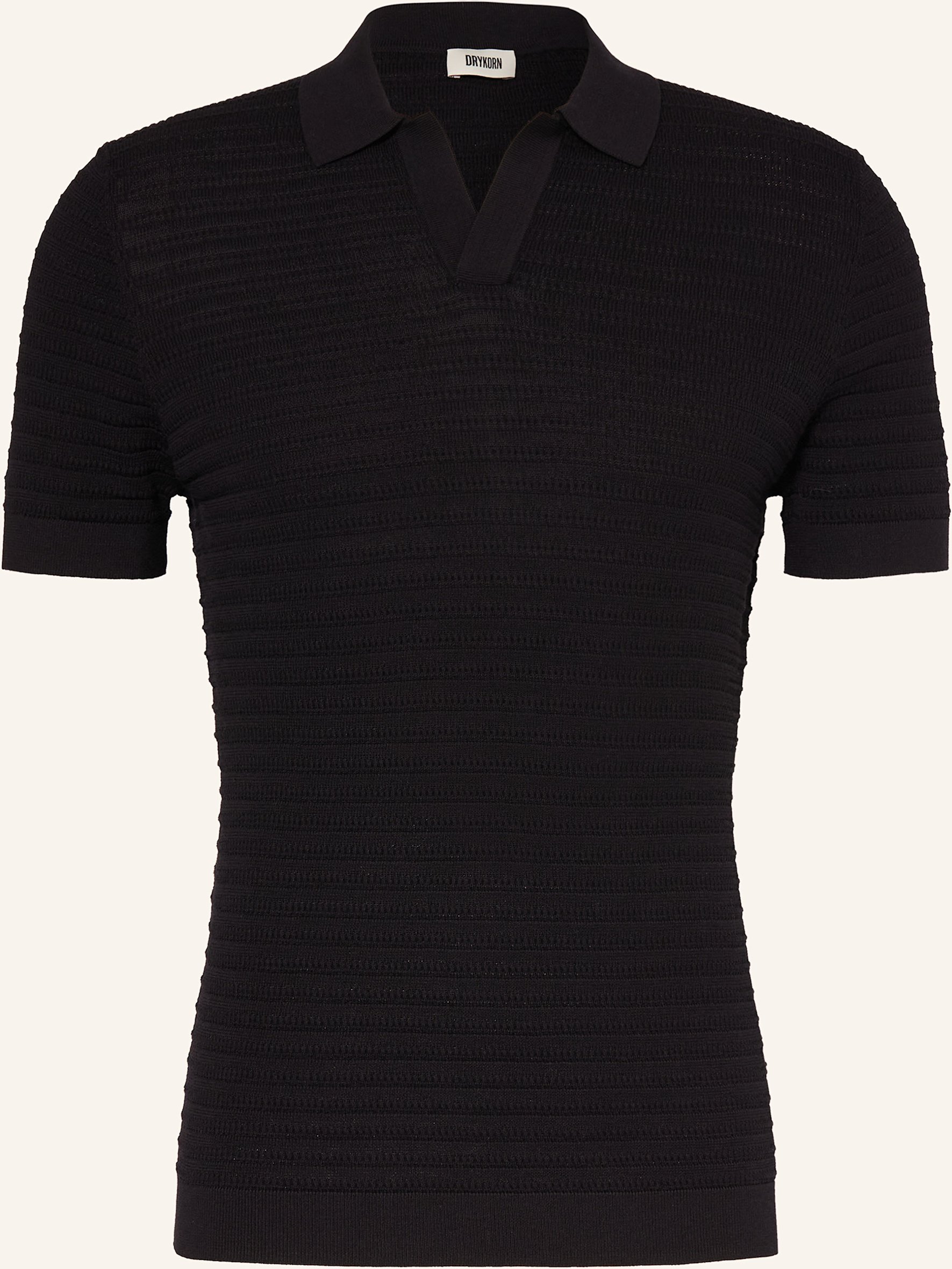 Drykorn Strick-Poloshirt Braian schwarz