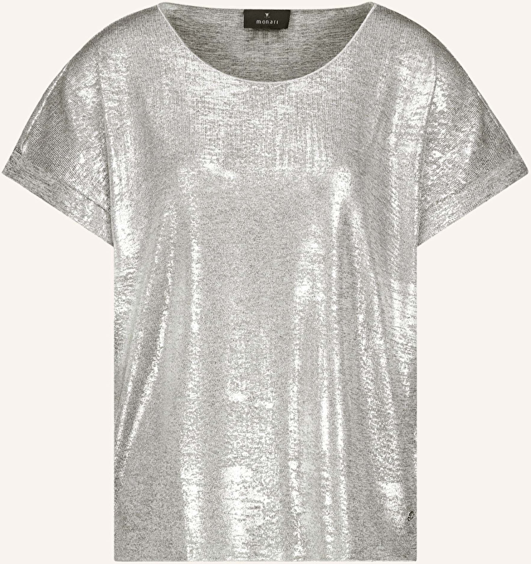 Monari T-Shirt Mit Glitzergarn grau