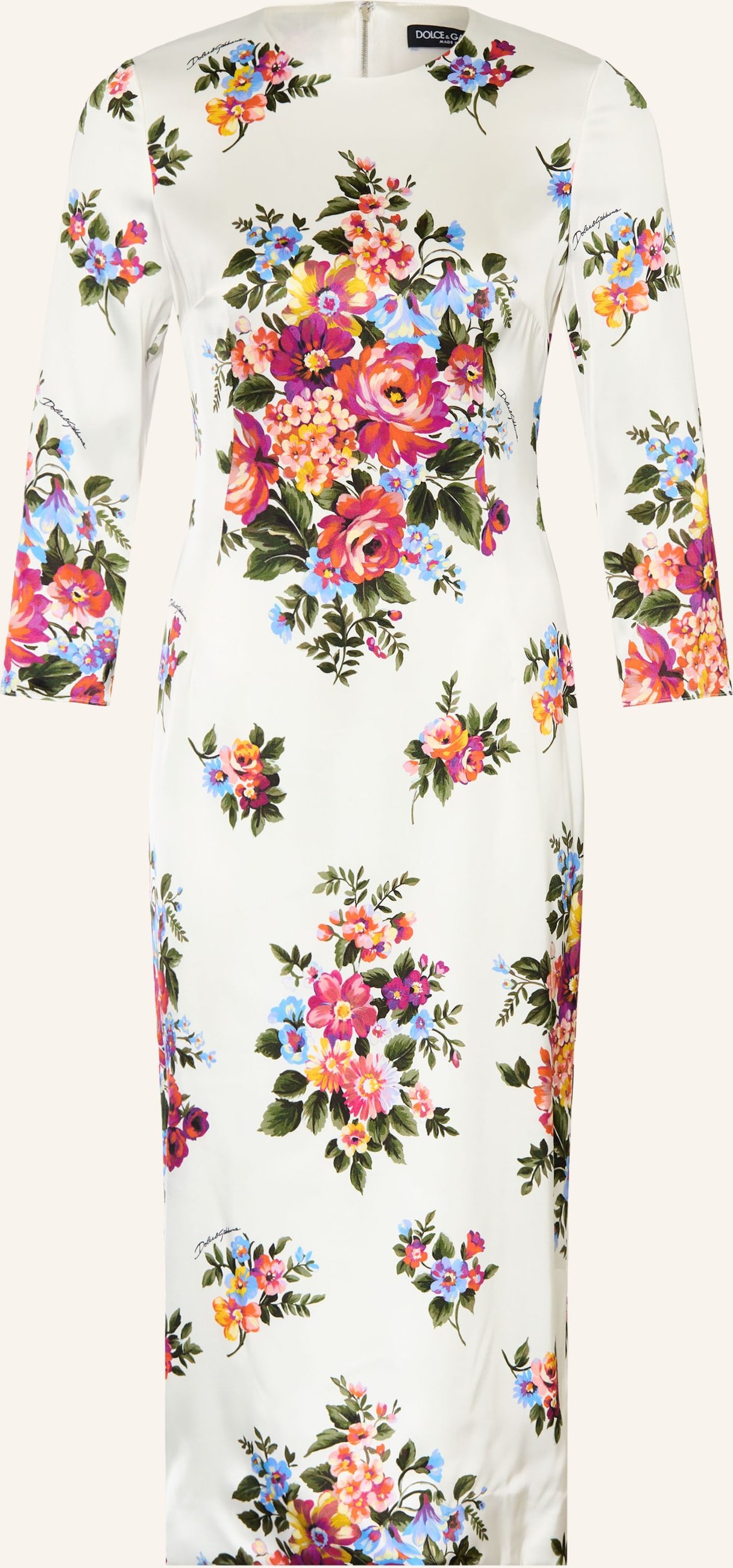 Dolce & Gabbana Satinkleid Mit 3/4-Arm weiss