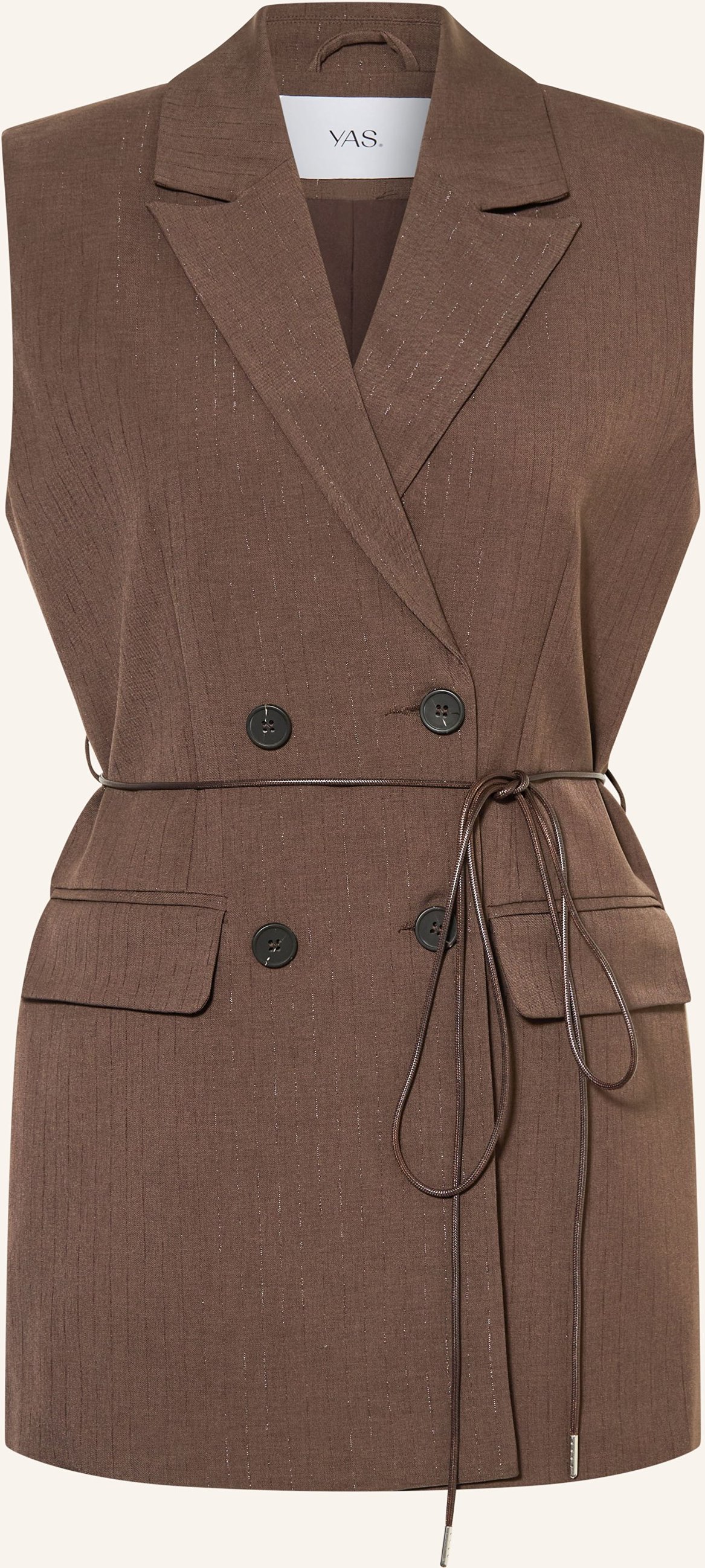Y.A.S. Blazerweste Mit Glitzergarn braun