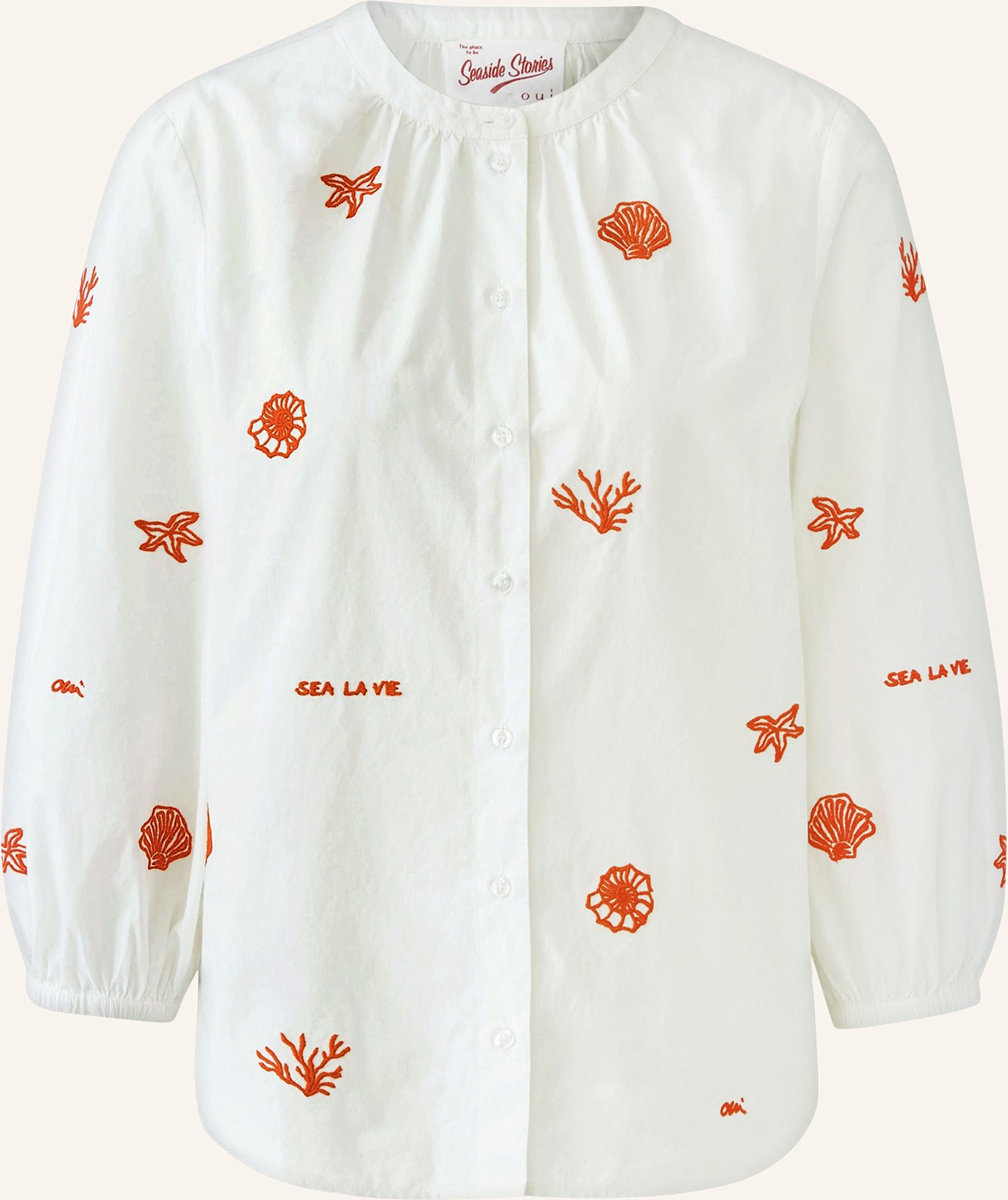 Thumbnail - Oui Bluse Mit 3/4-Arm weiss