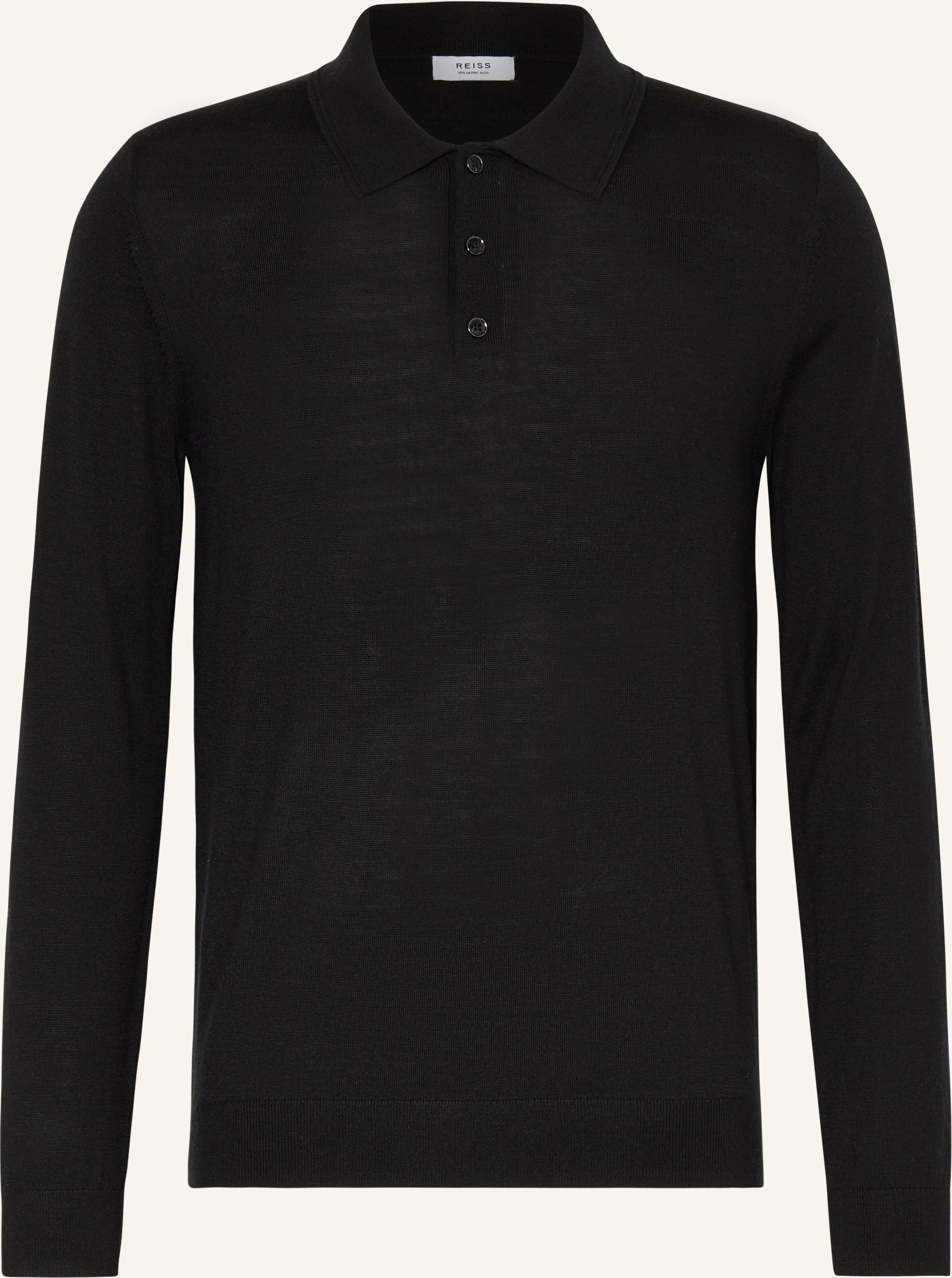 Reiss Strick-Poloshirt Trafford Aus Merinowolle schwarz