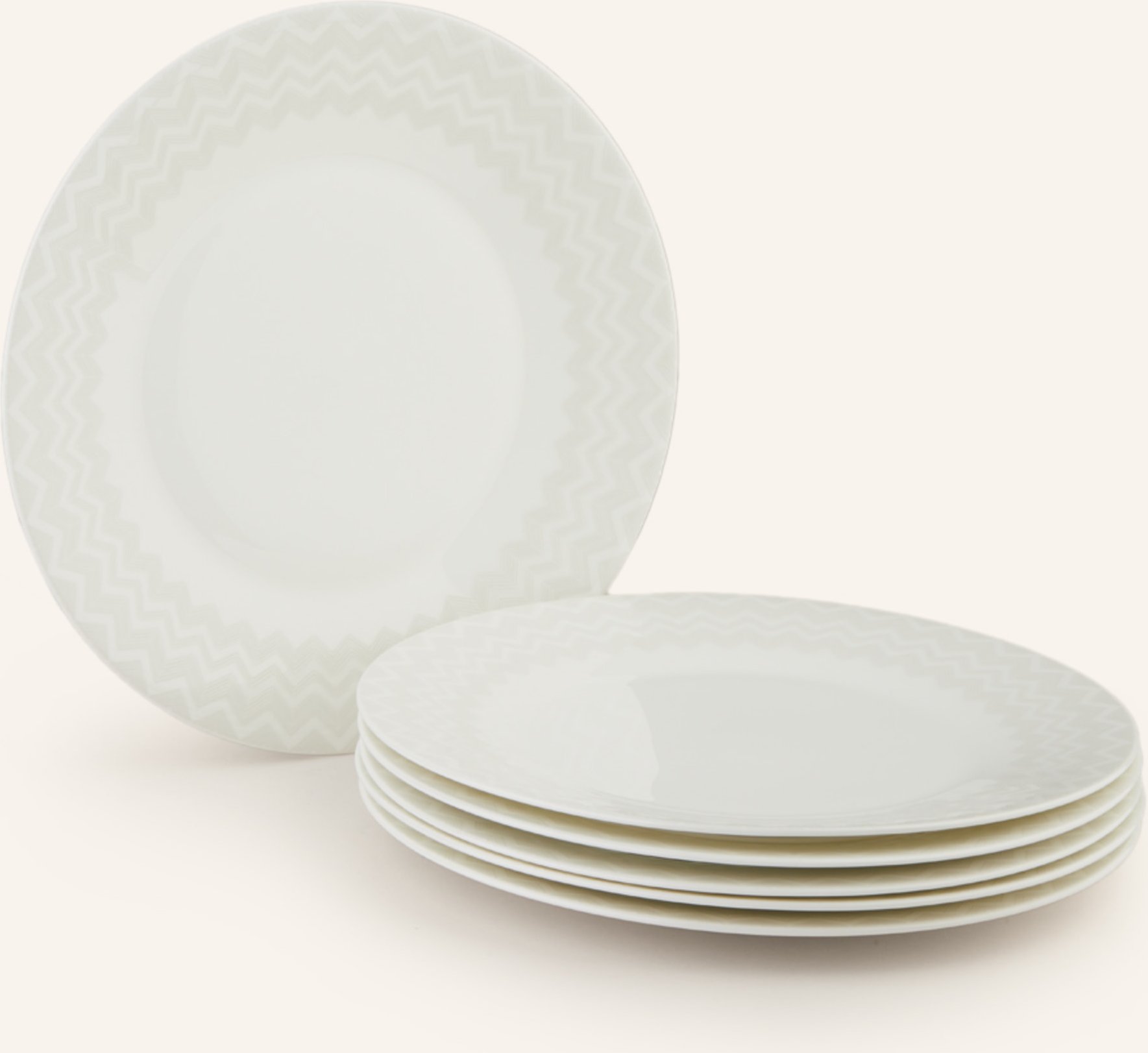 Missoni Home 6er-Set Speiseteller Zig Zag weiss