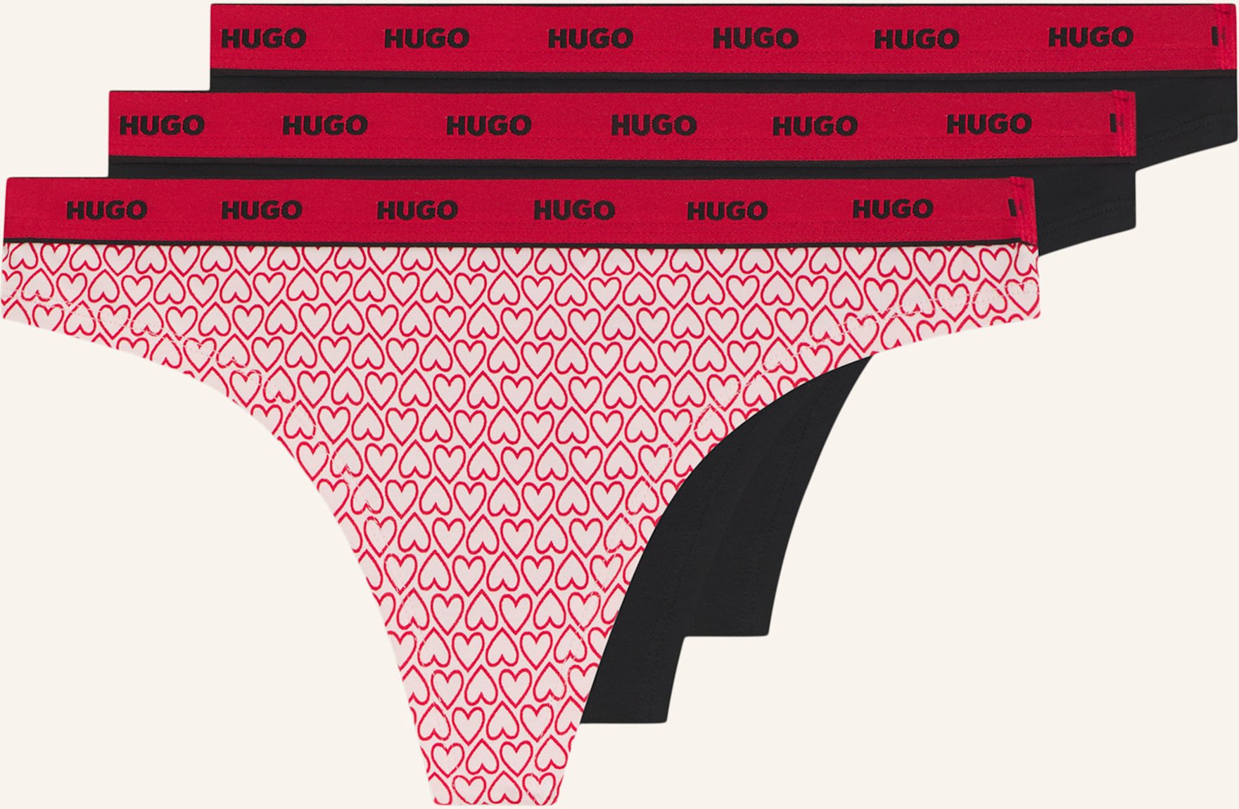 Hugo Slip Triplet Thong Design rosa