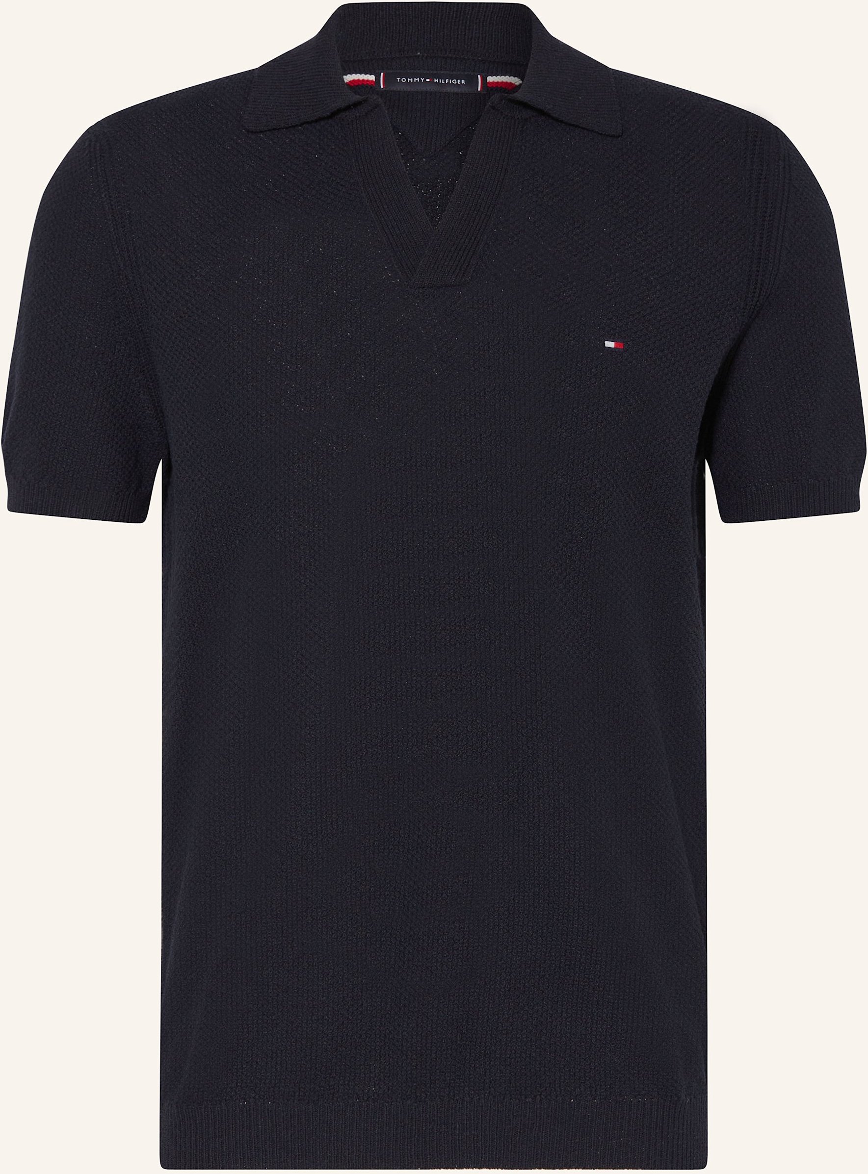 Tommy Hilfiger Strick-Poloshirt Regular Fit blau