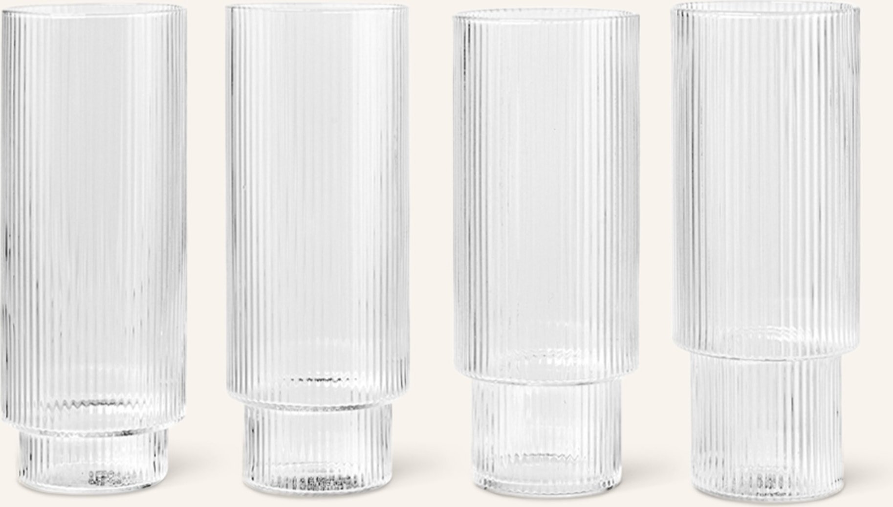 Ferm Living 4er-Set Cocktailgläser Ripple transparent