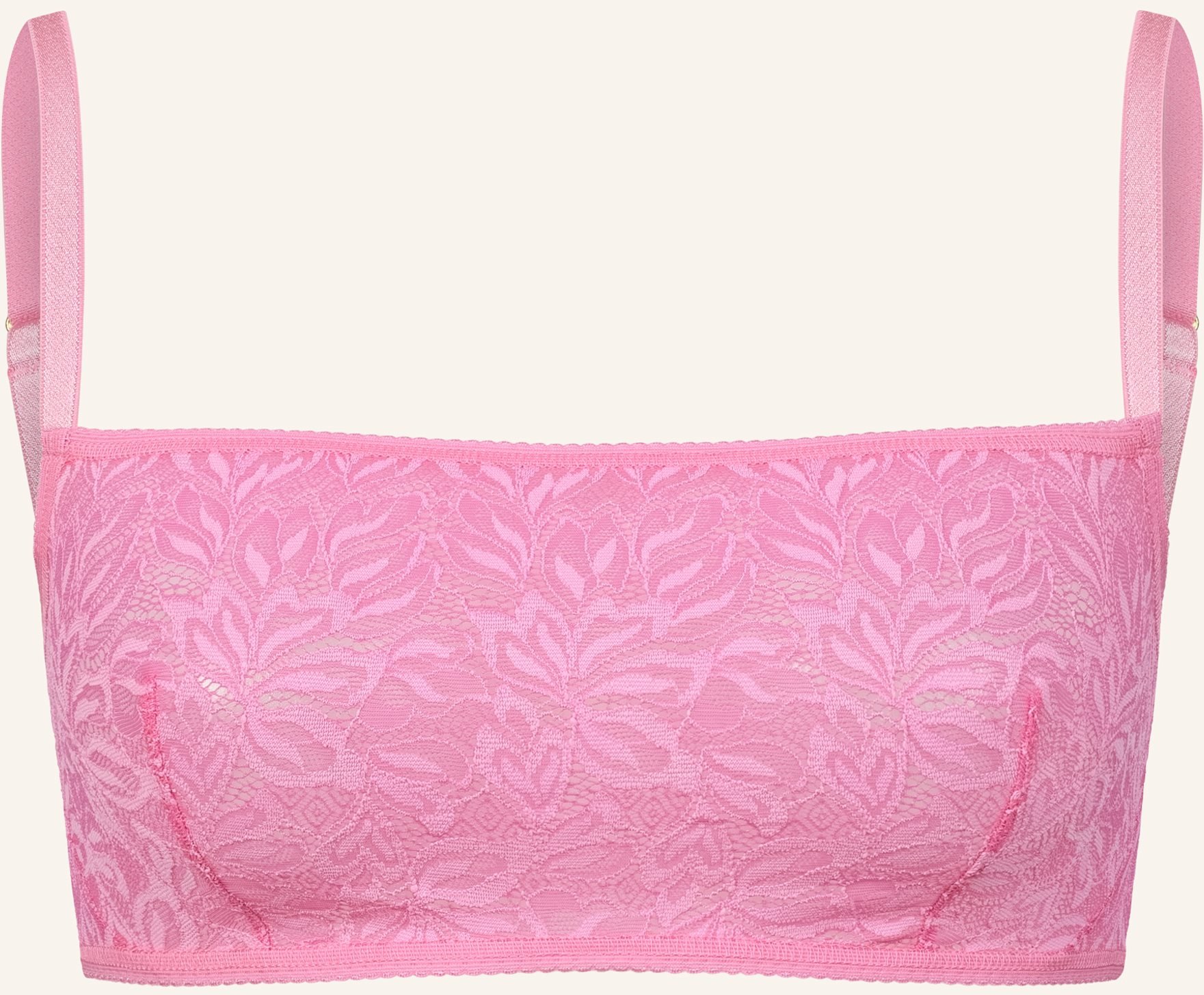 Erlich Textil Iconic Lace Bandeau Bralette Bügellos Aus Nachhaltiger Spitze - Verstellbare Träger pink