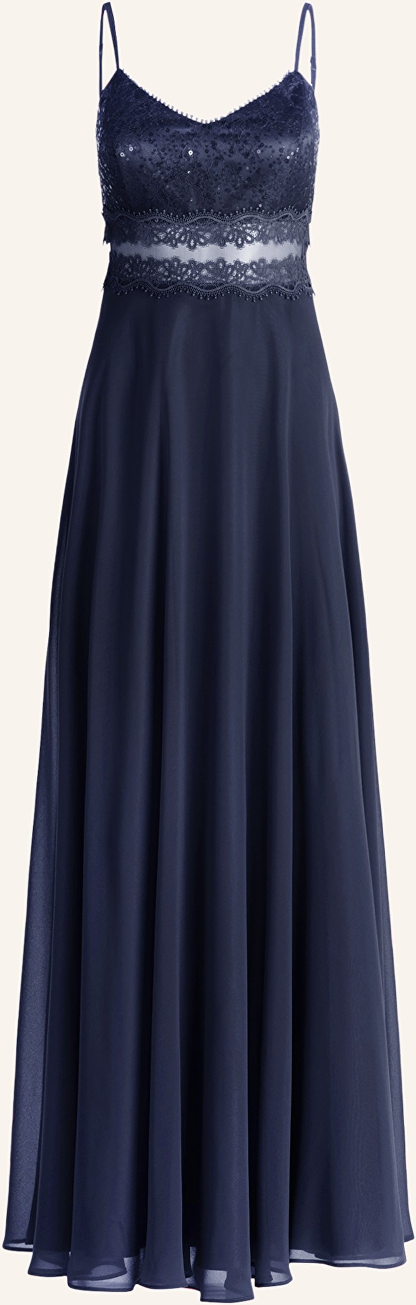 Vm Vera Mont Abendkleid Mit Spitze Und Pailletten blau