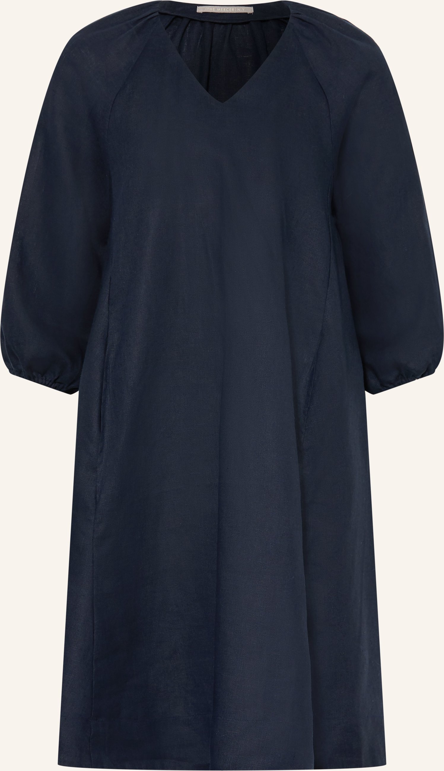 (The Mercer) N.Y. Leinenkleid Mit 3/4-Arm blau