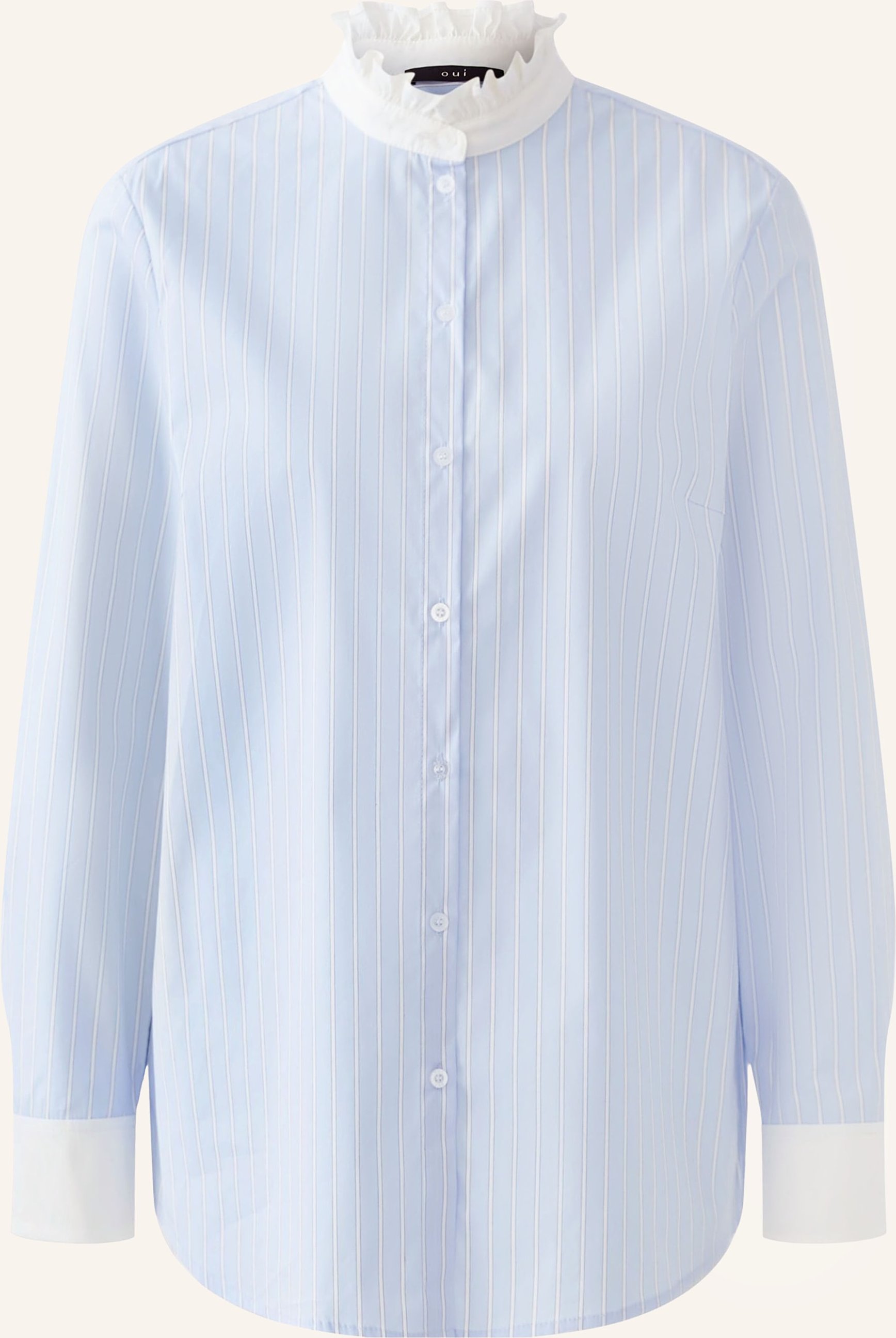 Oui Bluse Mit Rüschen blau