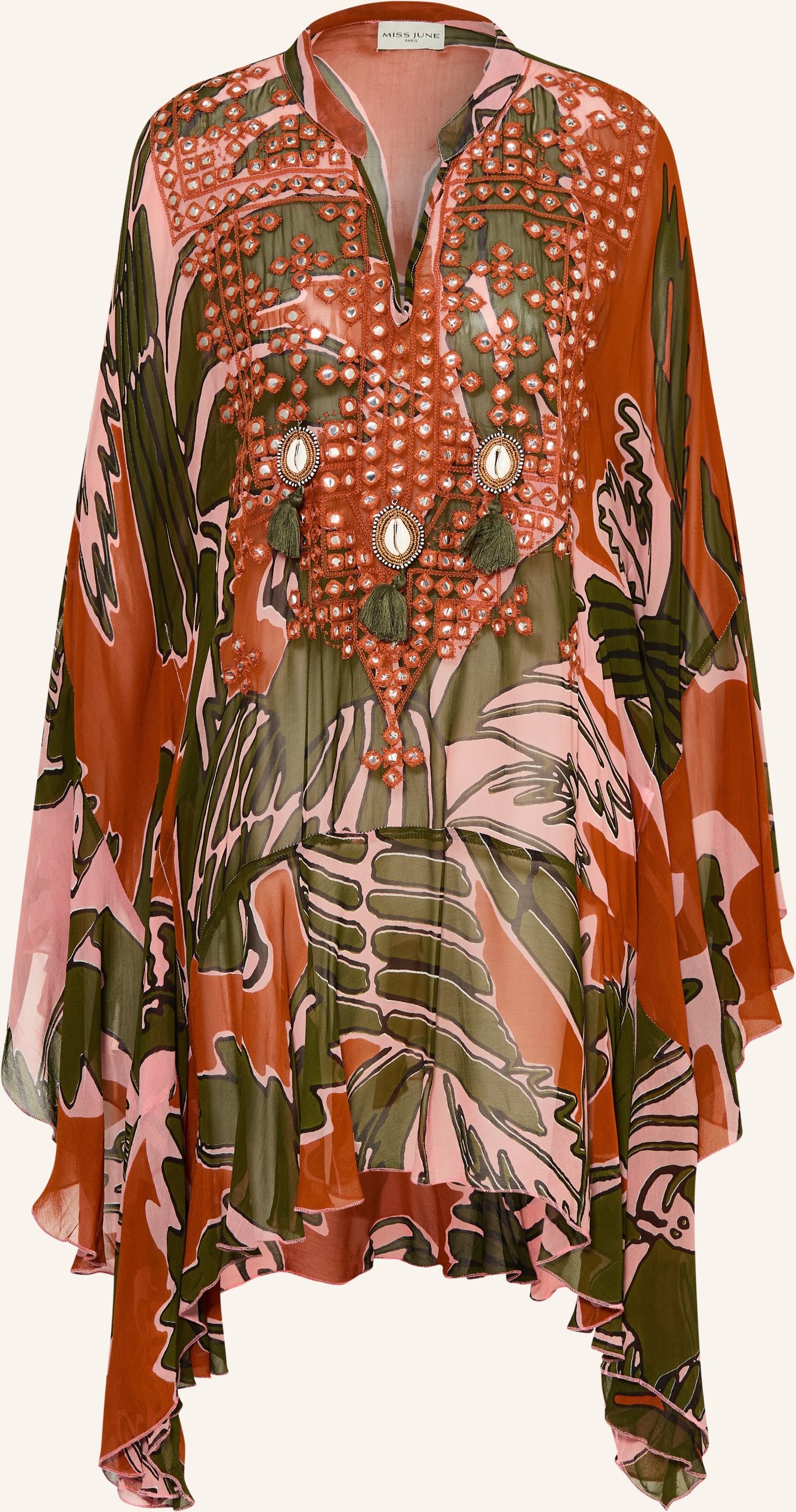 Miss June Kaftan Anaya Mit Schmuckperlen gruen