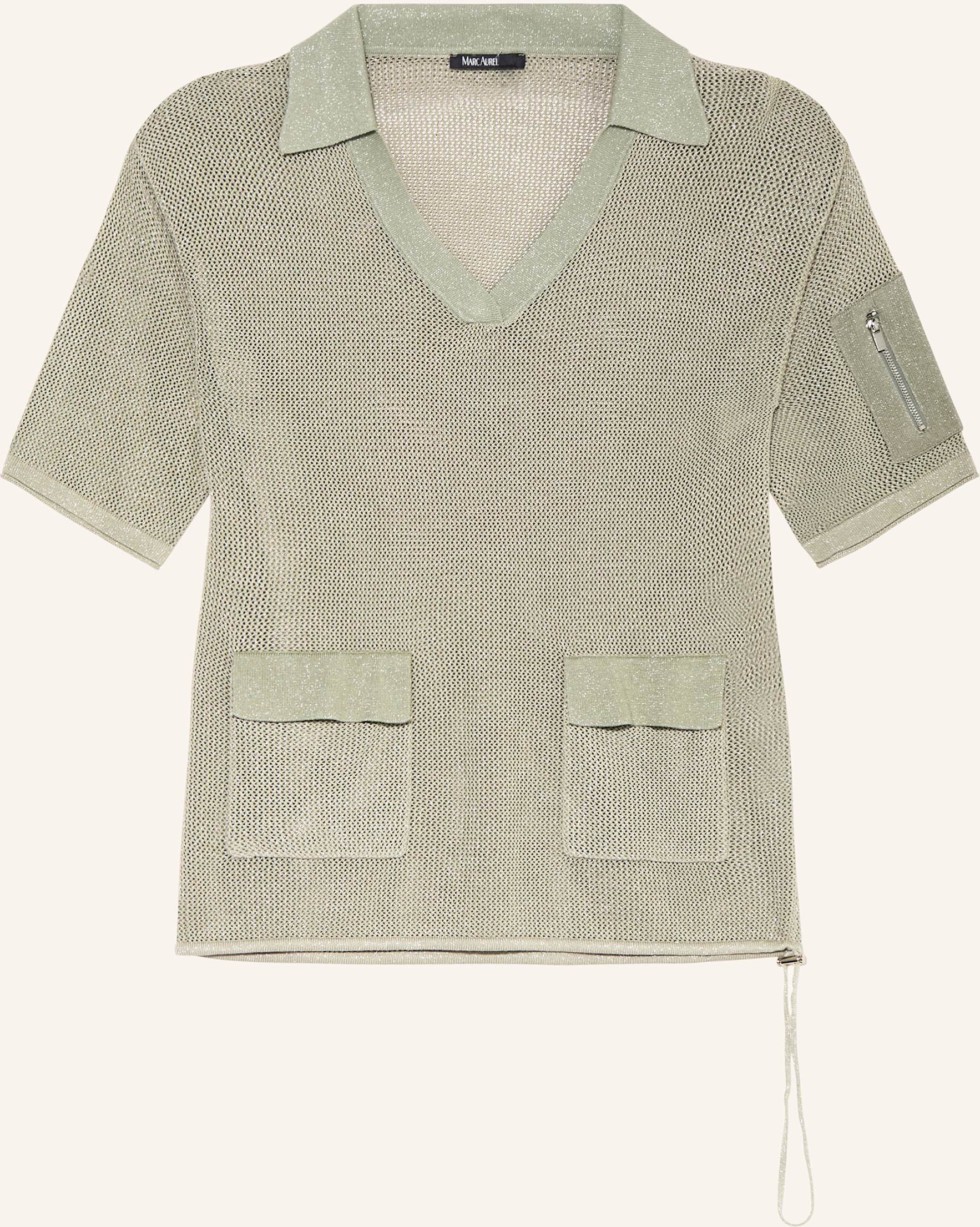 Marc Aurel Strick-Poloshirt Mit Glitzergarn gruen