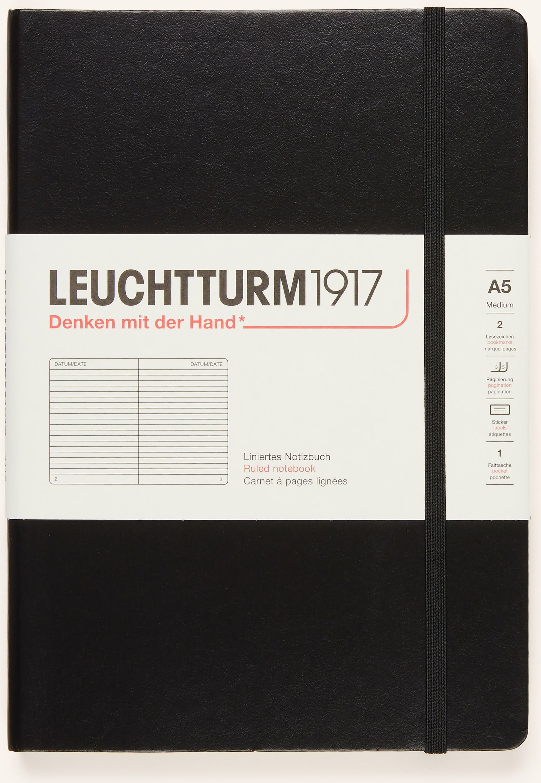 Leuchtturm Notizbuch Medium schwarz