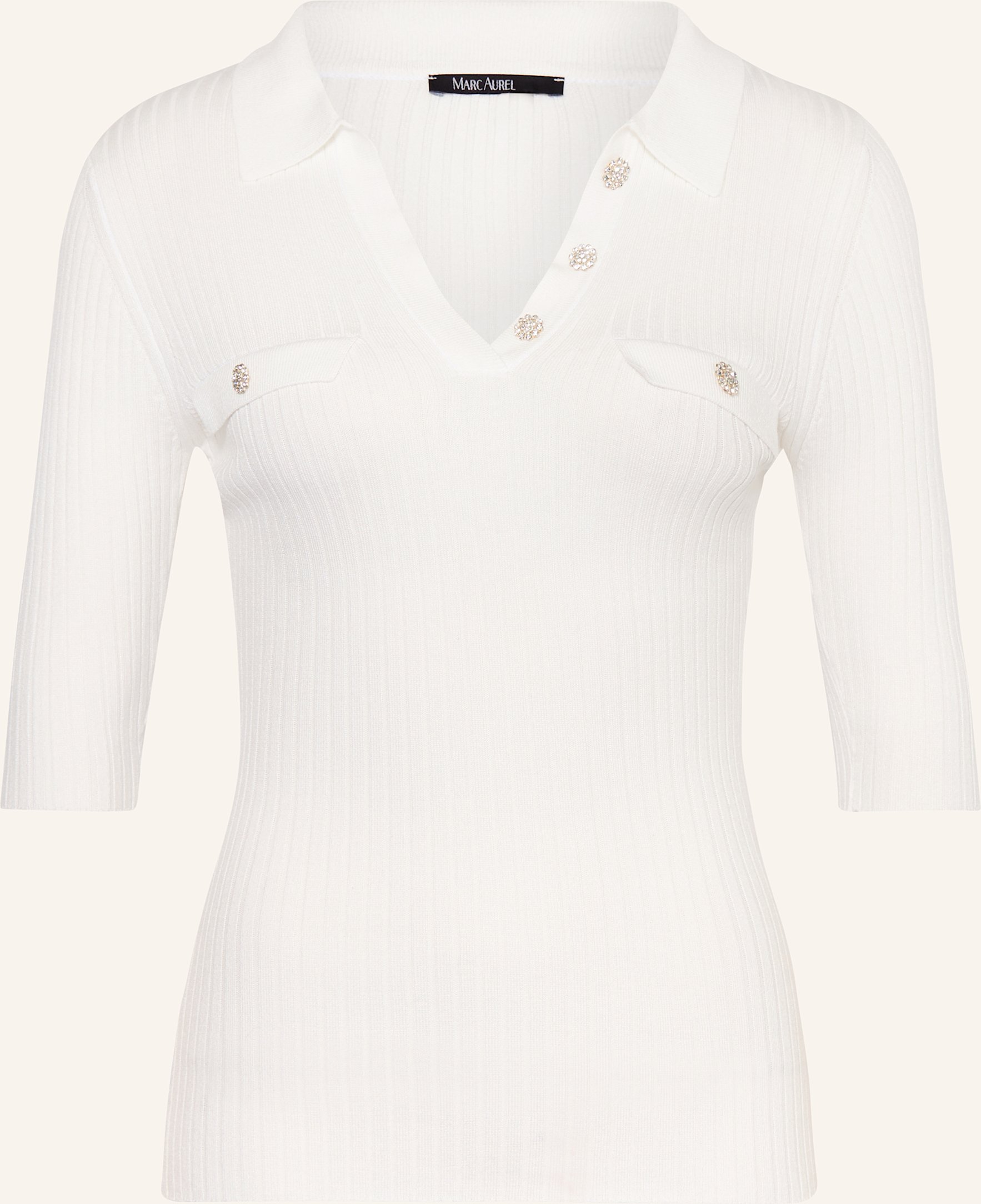 Marc Aurel Strick-Poloshirt weiss