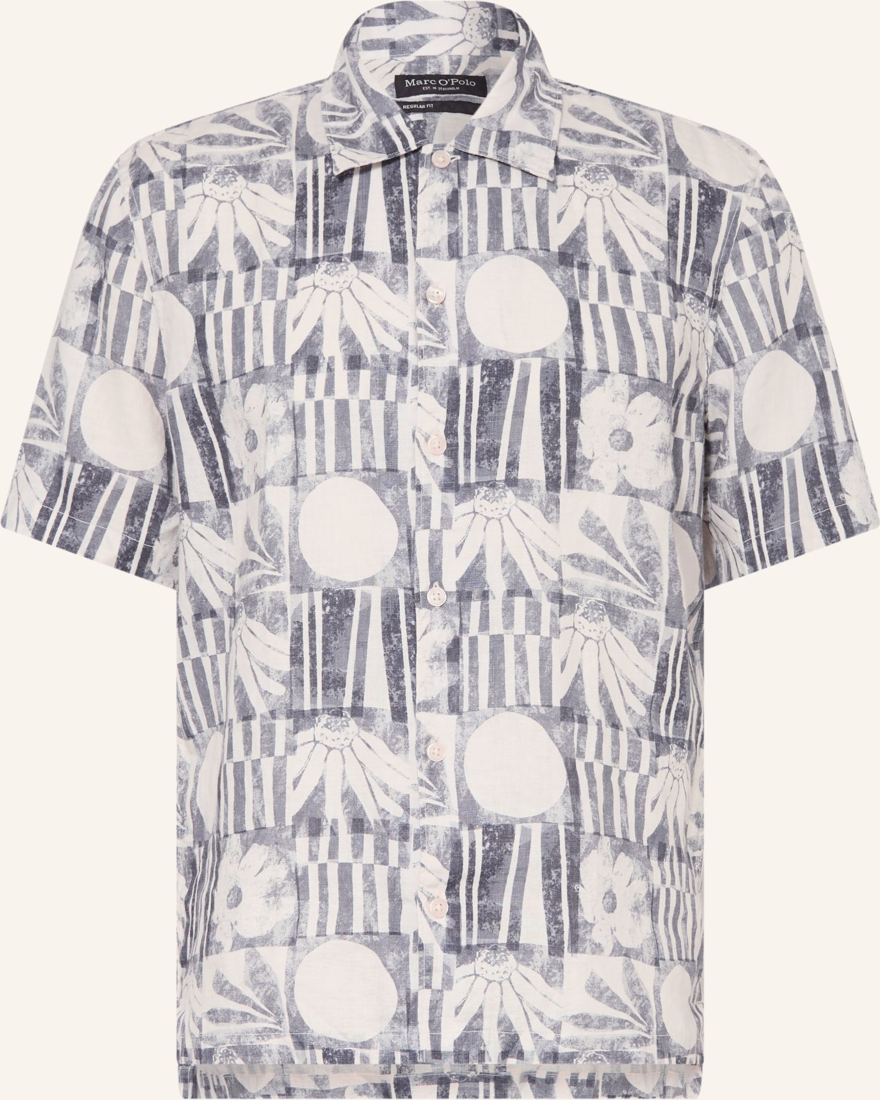 Marc O'polo Kurzarm-Hemd Regular Fit Aus Leinen blau