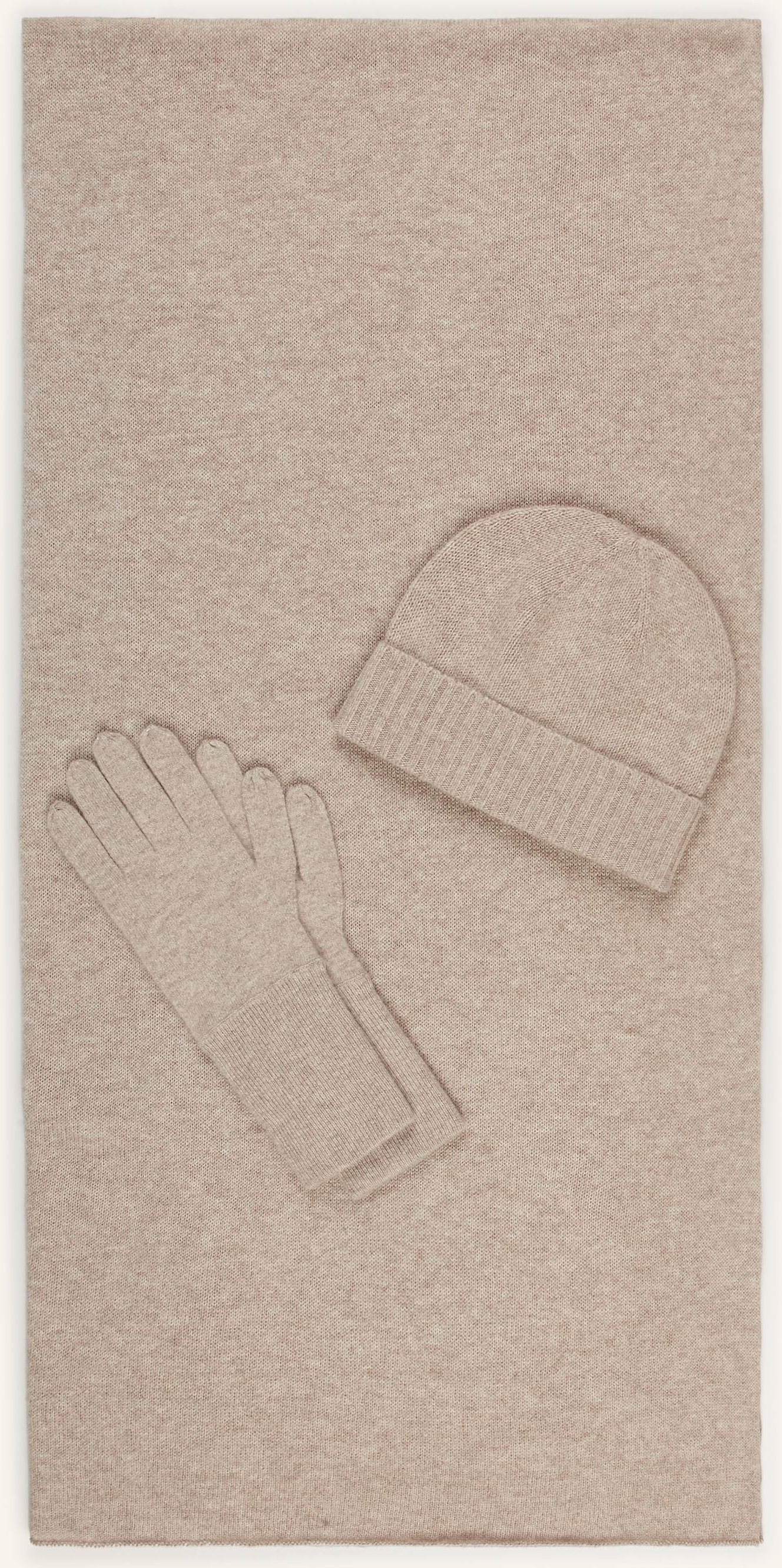 Allude Set: Schal, Mütze Und Handschuhe beige