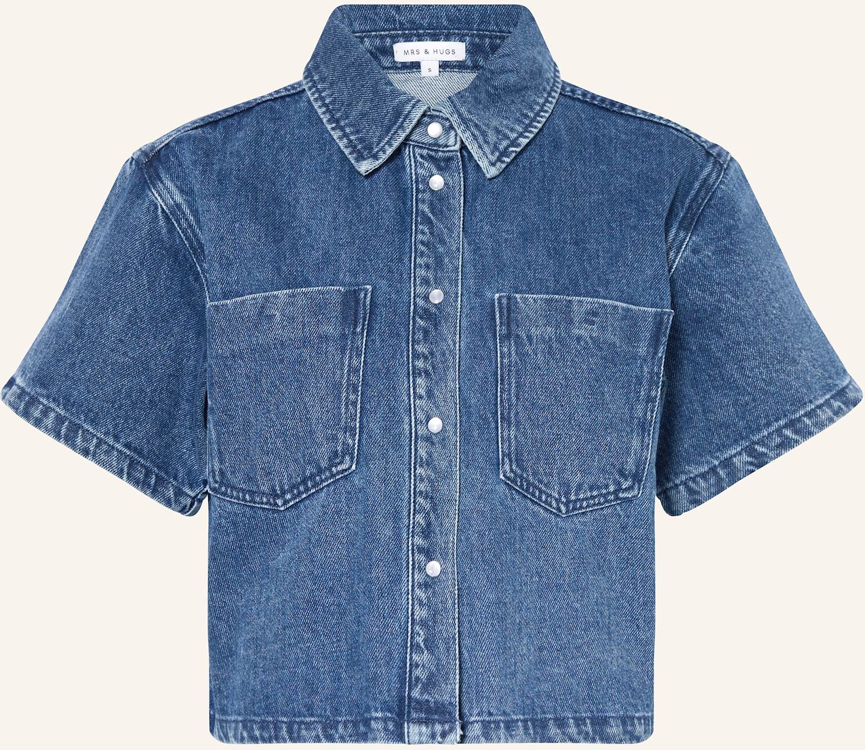 Mrs & Hugs Oversized-Jeansbluse blau