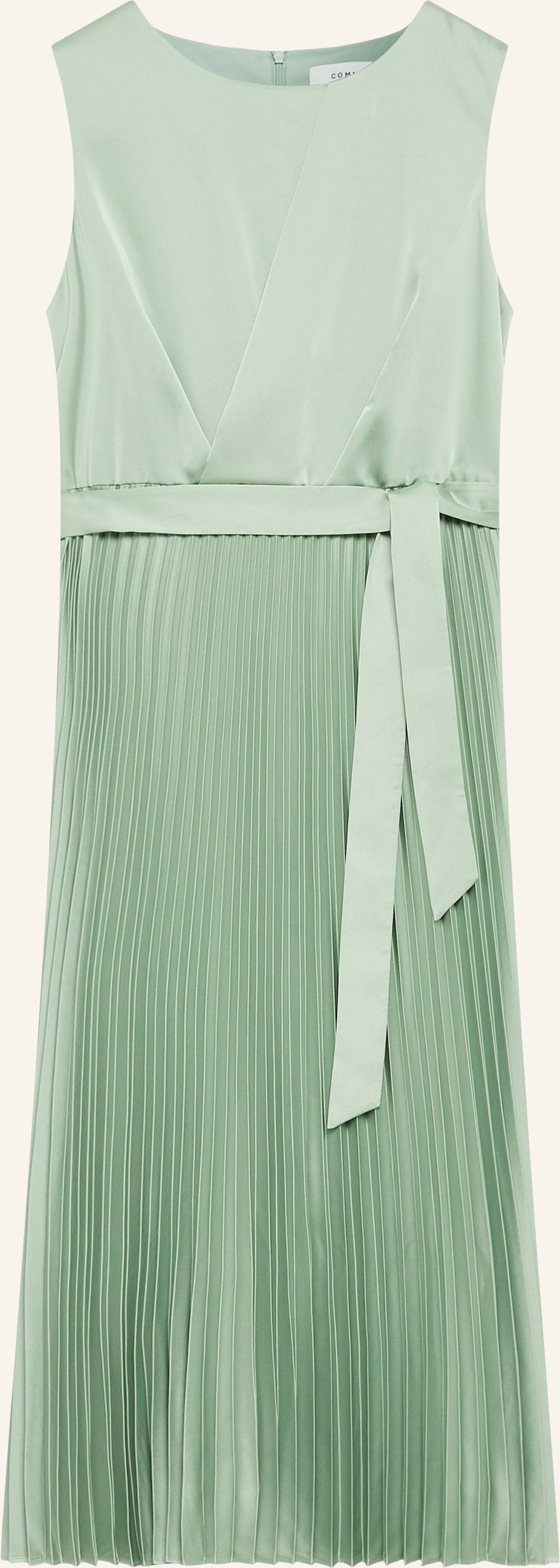 Comma Satinkleid Mit Plissees gruen