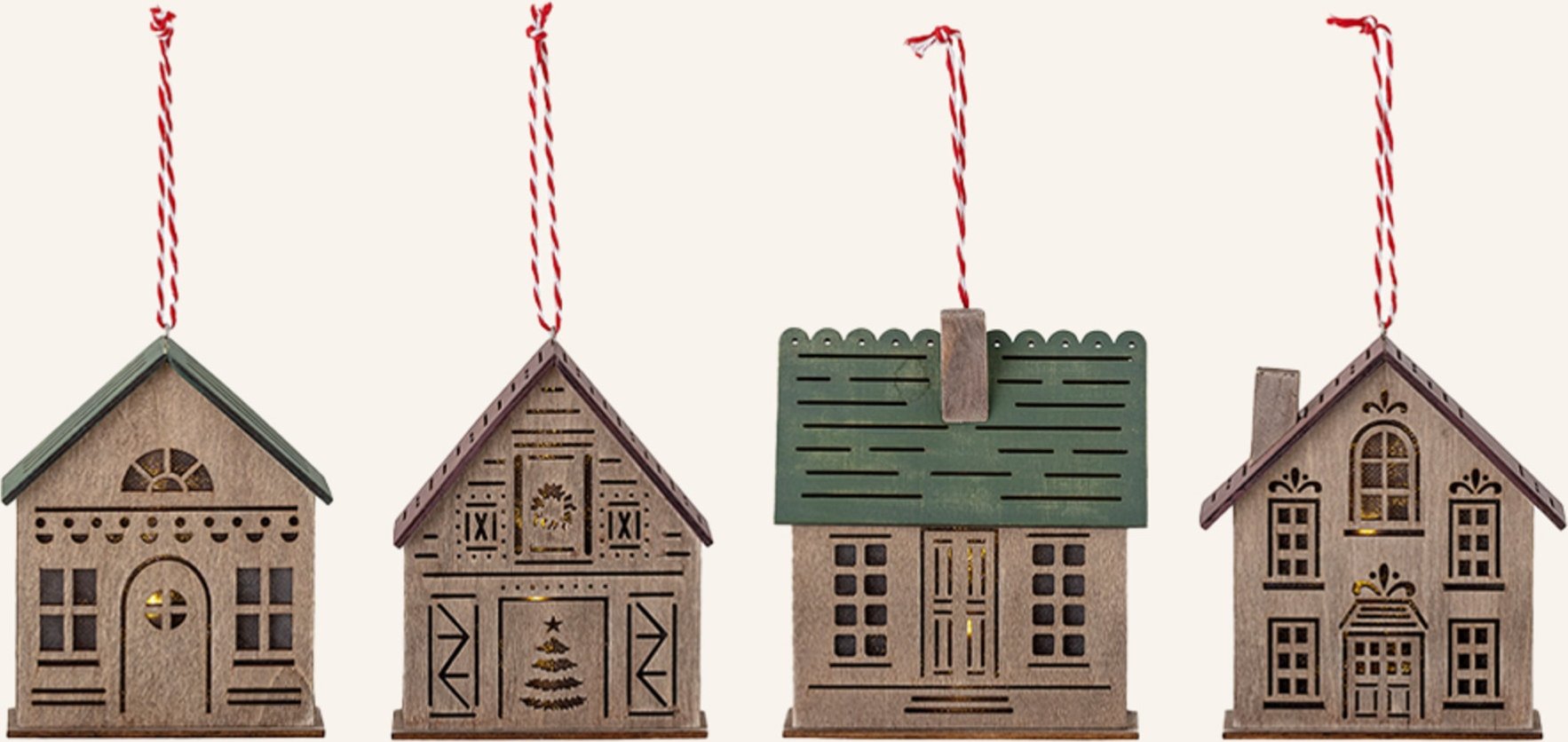 Bloomingville 4er-Set Weihnachtsanhänger Owe braun