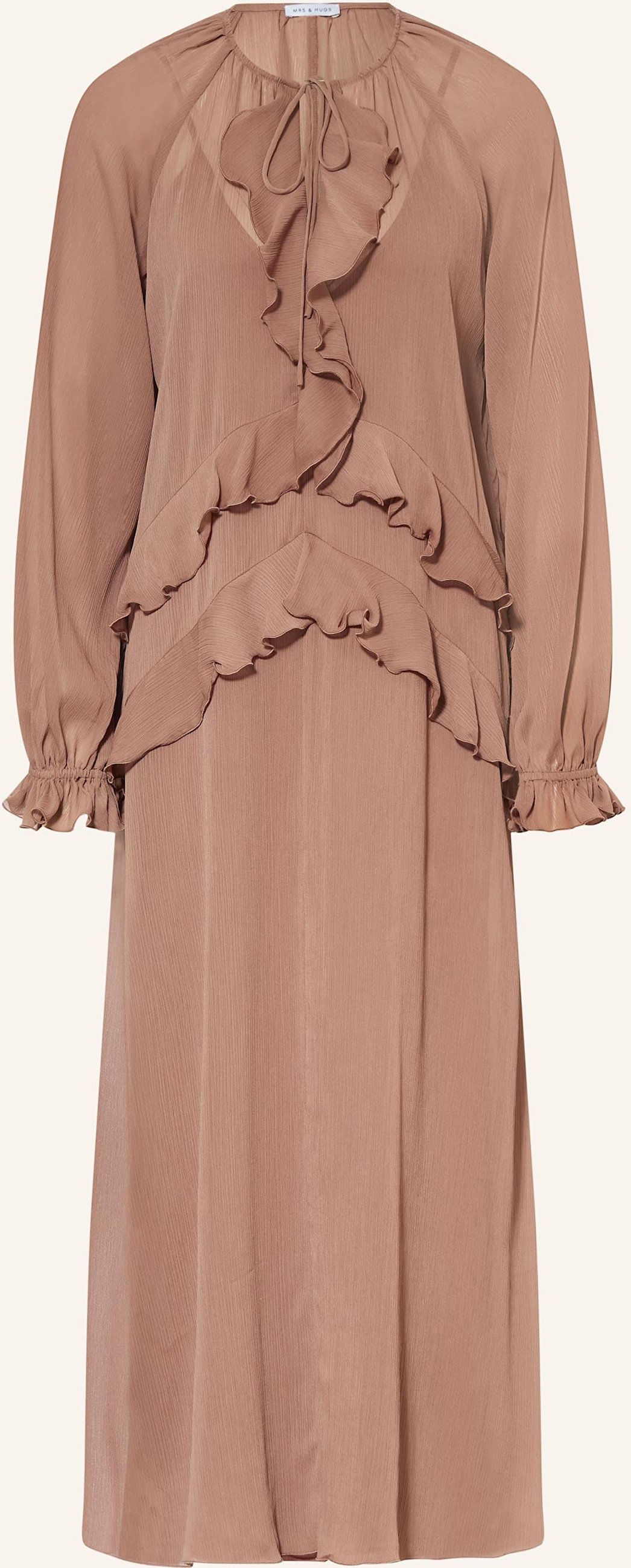 Mrs & Hugs Musselinkleid Mit Volants beige