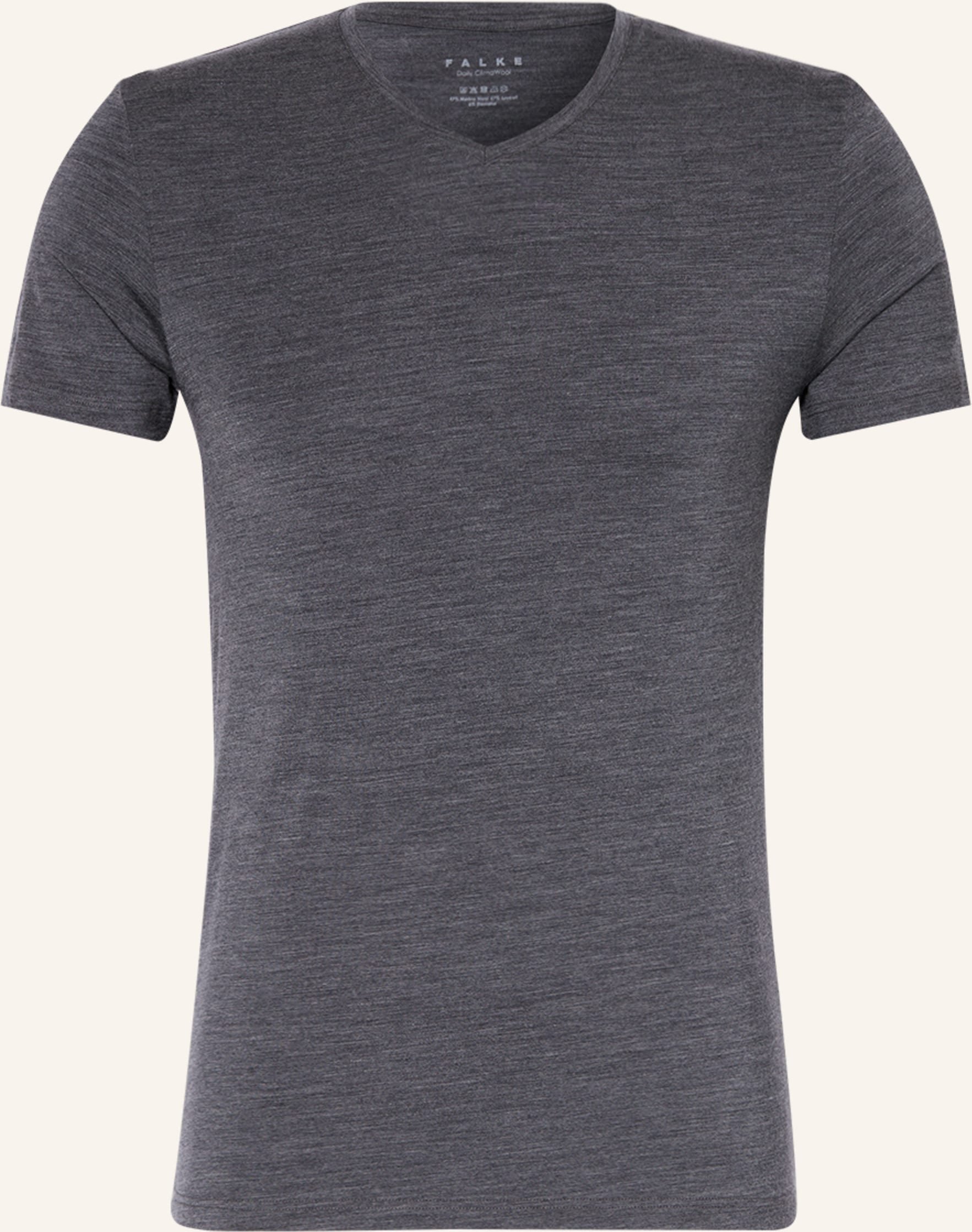 Falke V-Shirt Daily Climawool Mit Merinowolle grau