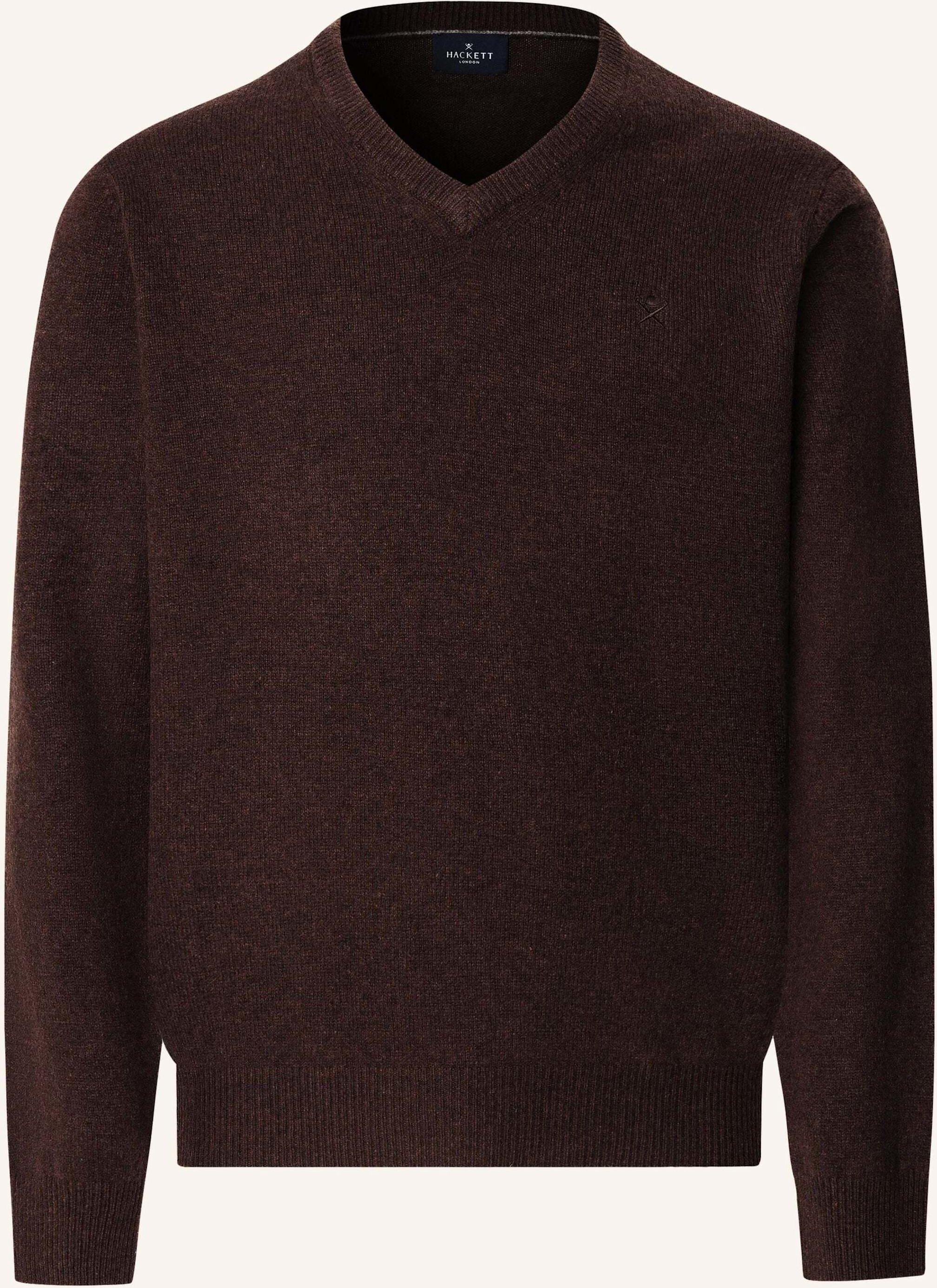 Hackett London Pullover Lambswool V Neck braun